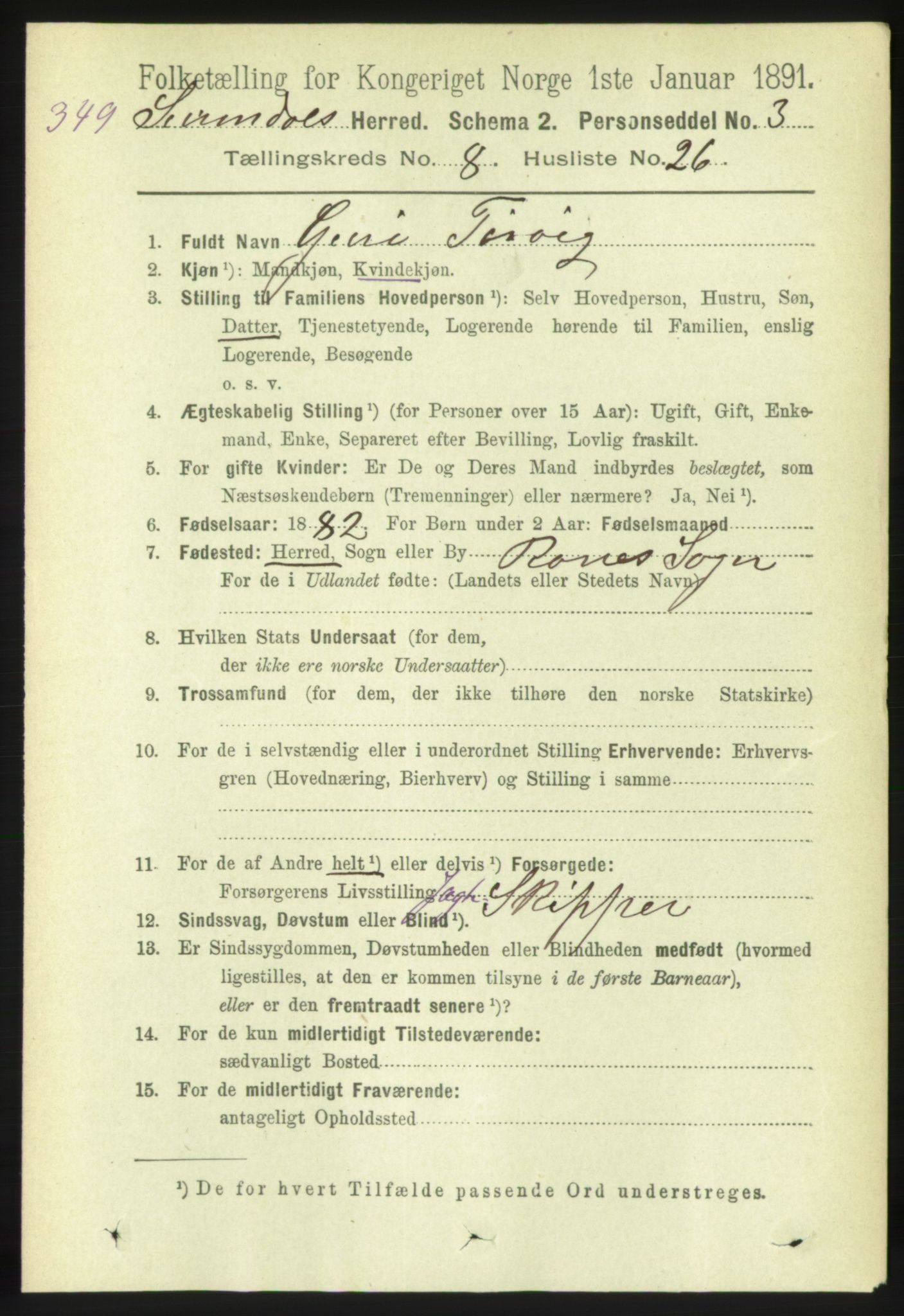 RA, 1891 census for 1566 Surnadal, 1891, p. 2235