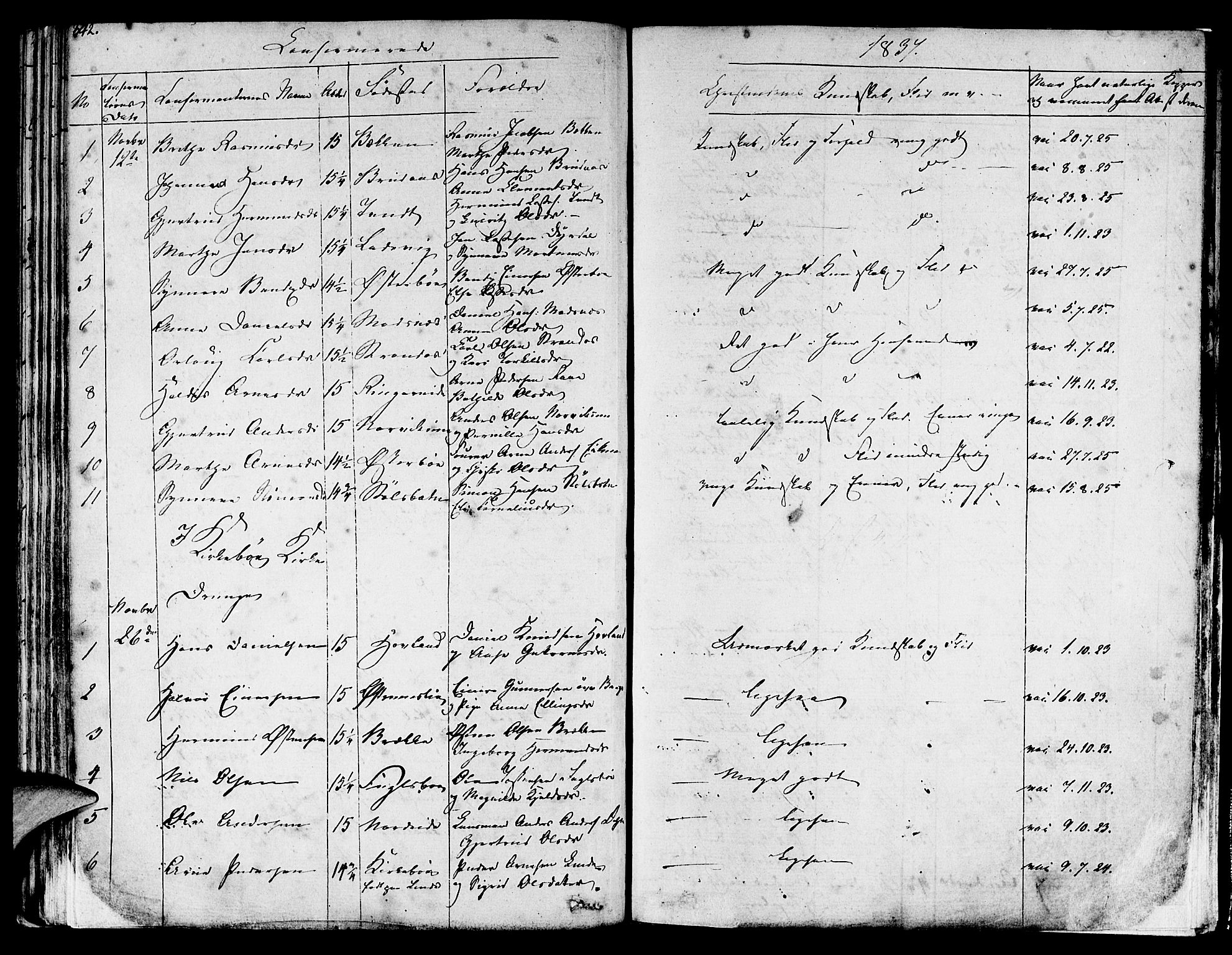 Lavik sokneprestembete, SAB/A-80901: Parish register (official) no. A 2I, 1821-1842, p. 342