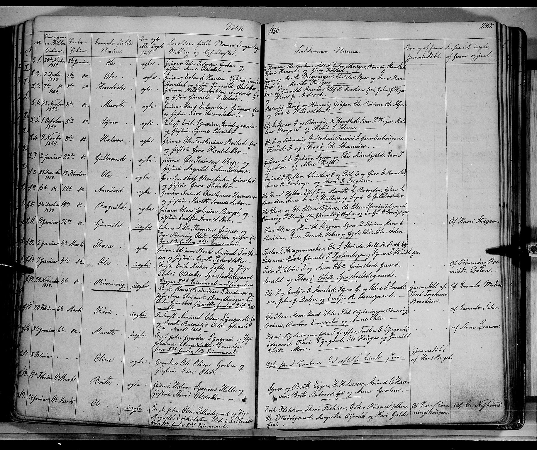 Lom prestekontor, SAH/PREST-070/K/L0006: Parish register (official) no. 6A, 1837-1863, p. 240