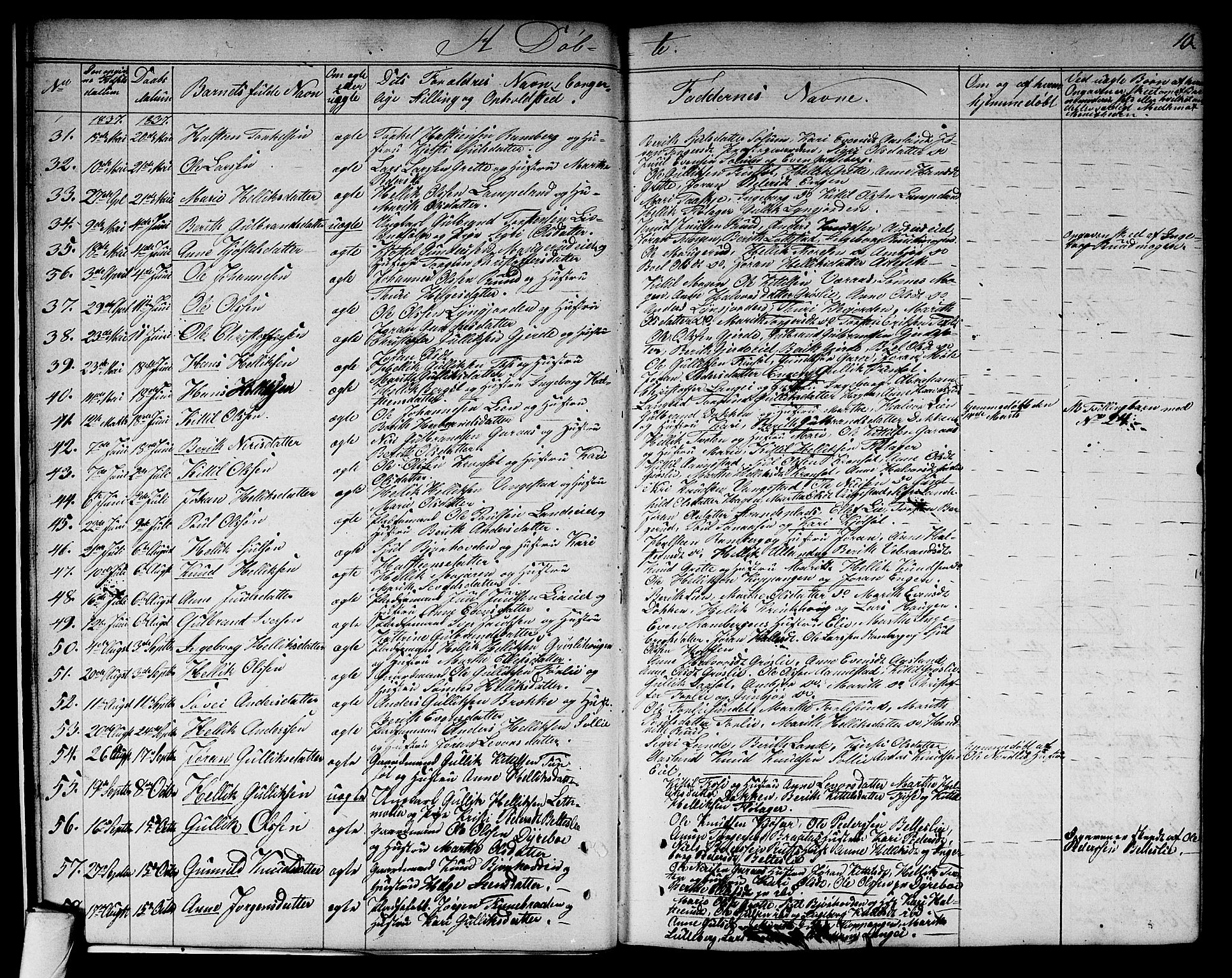 Flesberg kirkebøker, SAKO/A-18/G/Ga/L0002: Parish register (copy) no. I 2, 1834-1860, p. 10