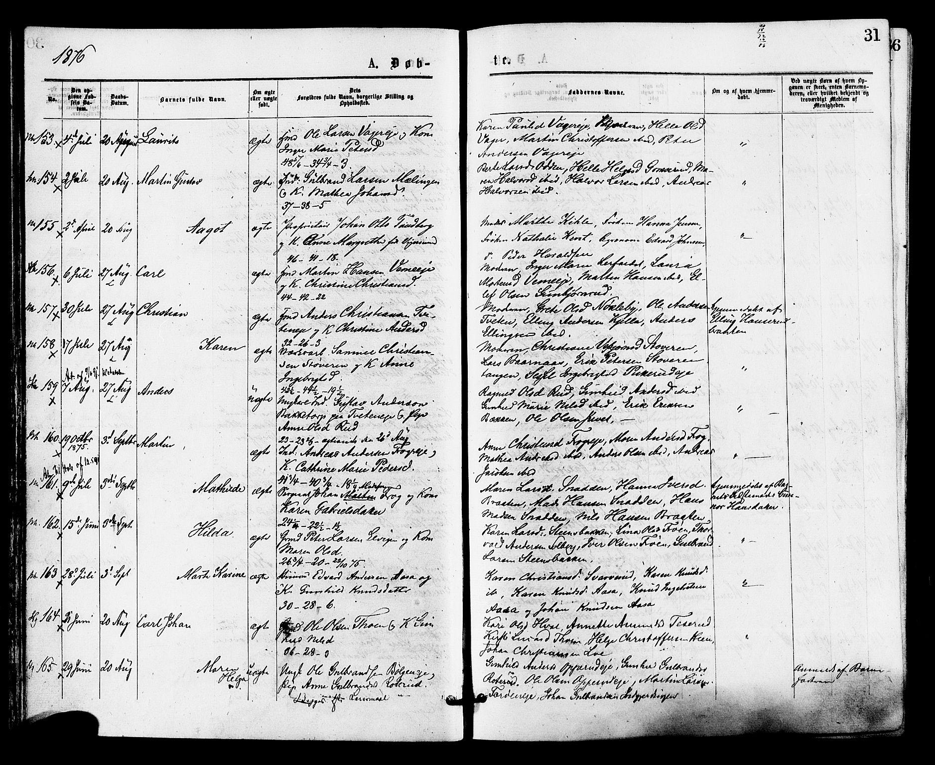 Norderhov kirkebøker, AV/SAKO-A-237/F/Fa/L0015: Parish register (official) no. 15, 1875-1884, p. 31
