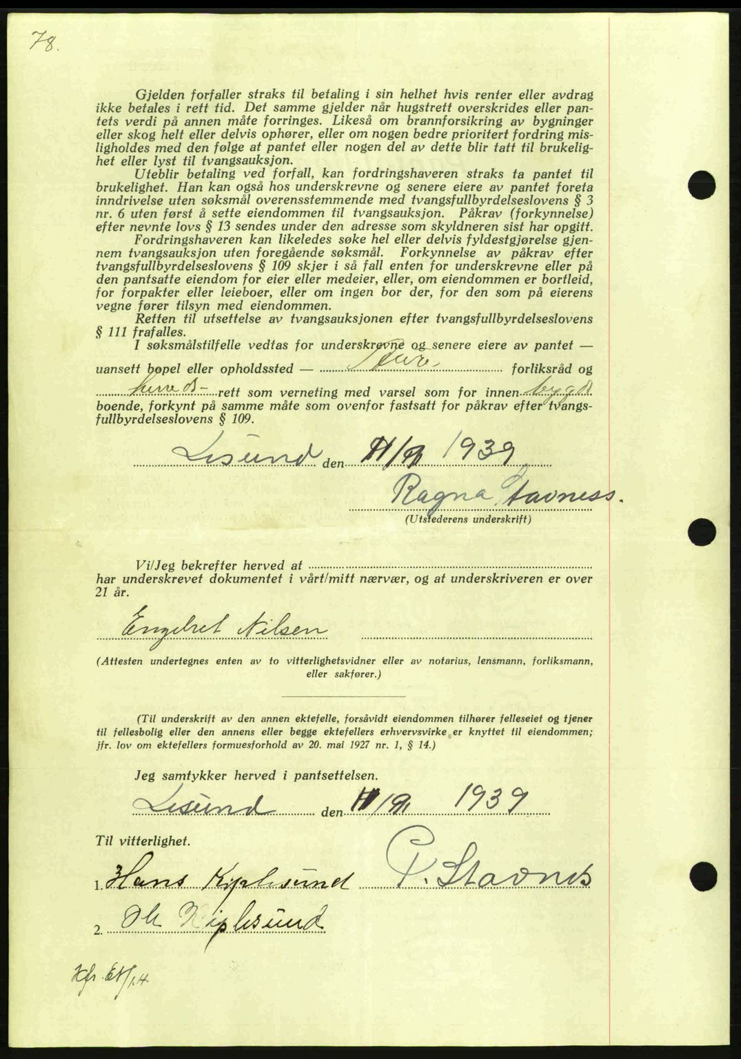 Nordmøre sorenskriveri, AV/SAT-A-4132/1/2/2Ca: Mortgage book no. B86, 1939-1940, Diary no: : 2717/1939