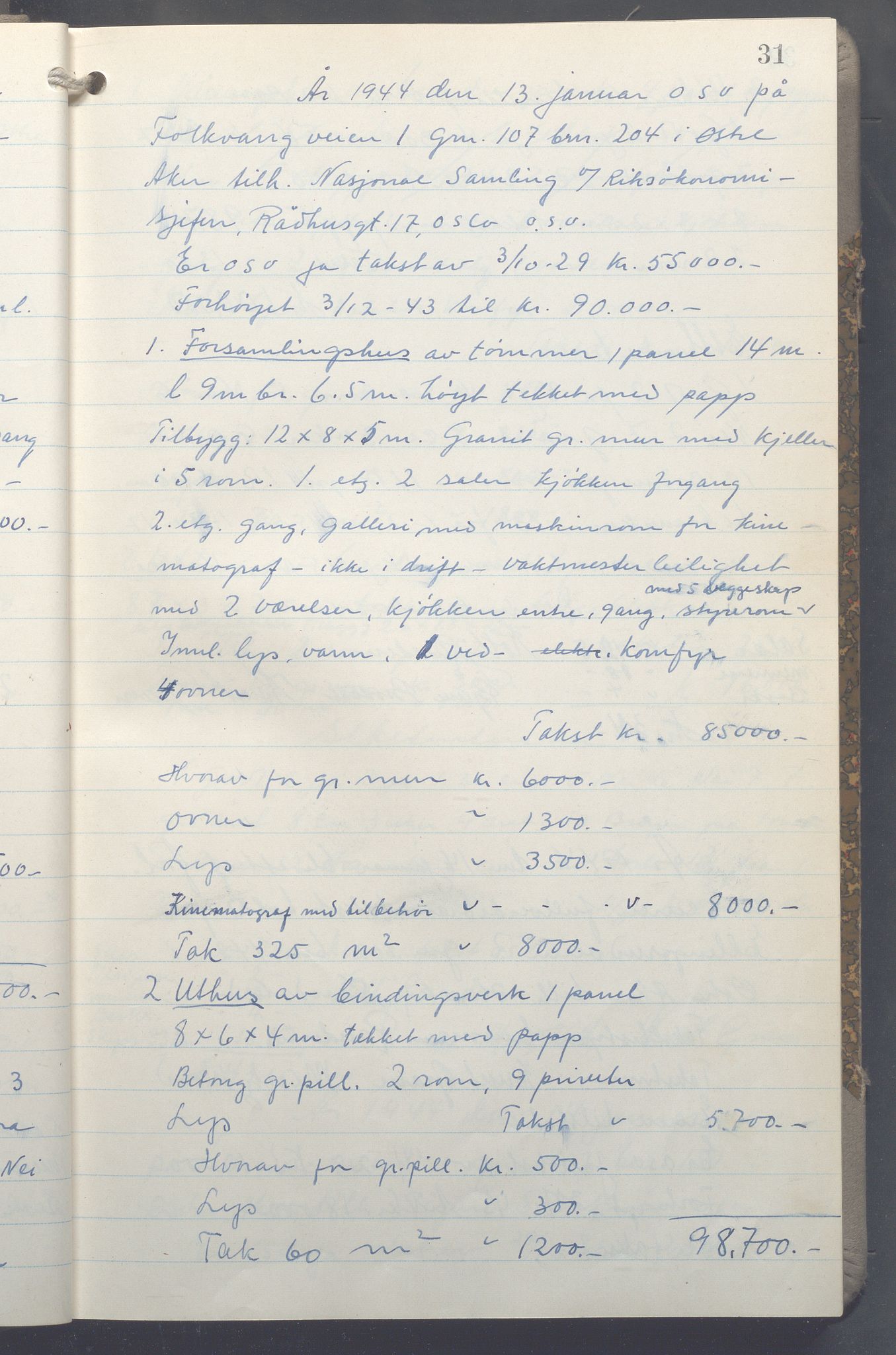 Lensmennene i Aker, OBA/A-10133/F/Fc/L0035: Branntakstprotokoll, 1943-1946, p. 31