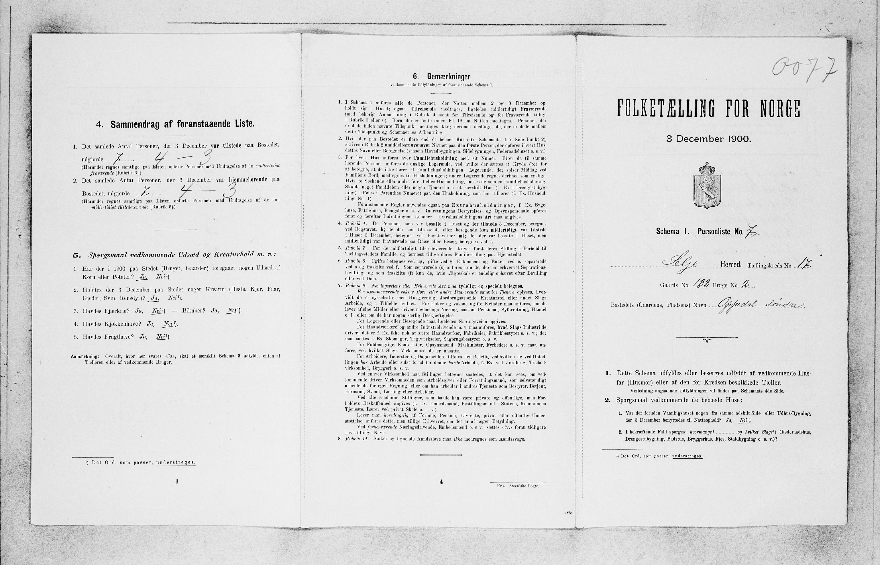 SAB, 1900 census for Selje, 1900, p. 1646