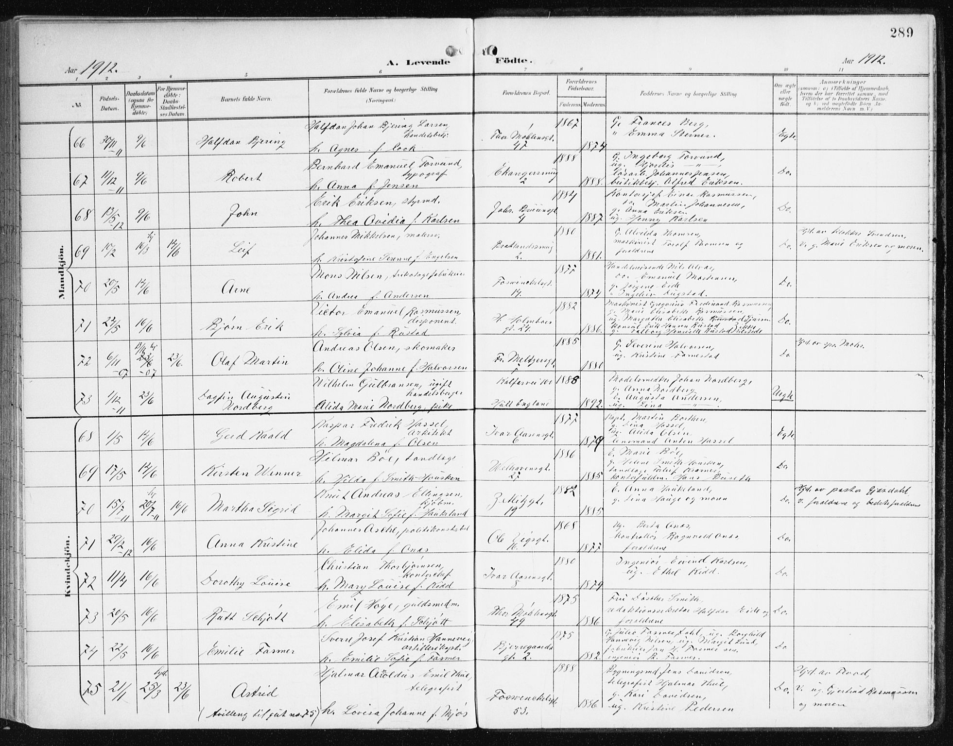 Johanneskirken sokneprestembete, AV/SAB-A-76001/H/Haa/L0002: Parish register (official) no. A 2, 1900-1912, p. 289