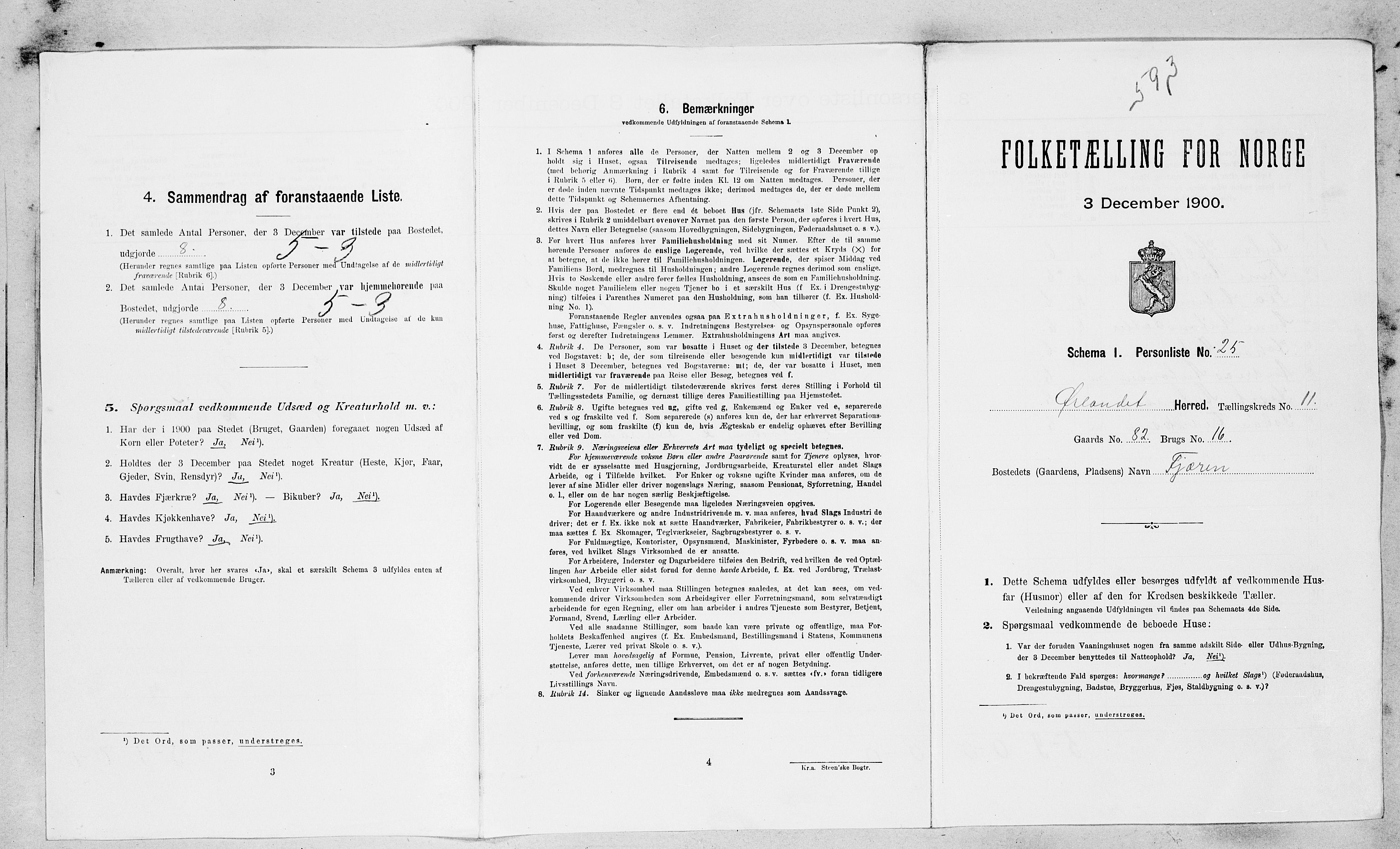 SAT, 1900 census for Ørland, 1900, p. 1217