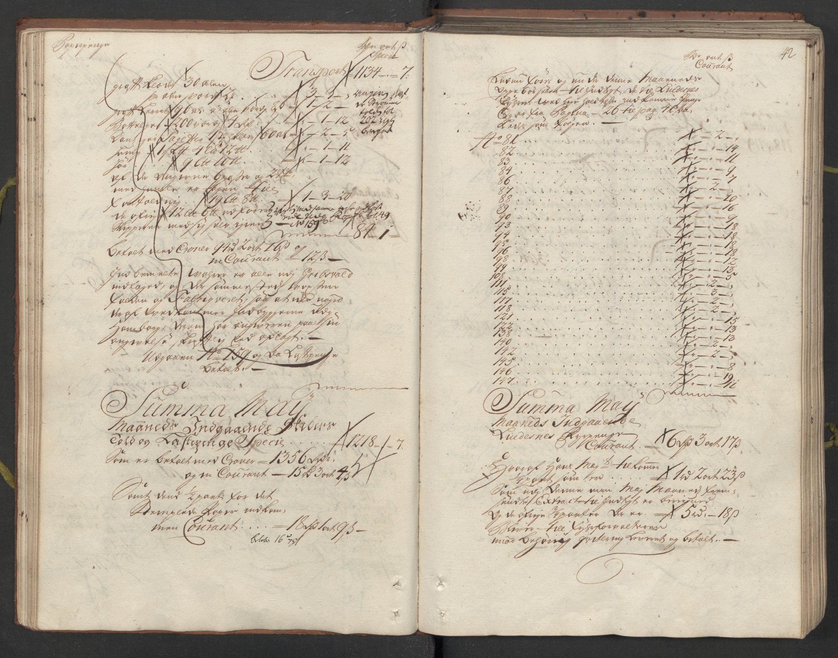 Generaltollkammeret, tollregnskaper, AV/RA-EA-5490/R26/L0023/0001: Tollregnskaper Bergen A / Inngående hovedtollbok, 1733, p. 41b-42a