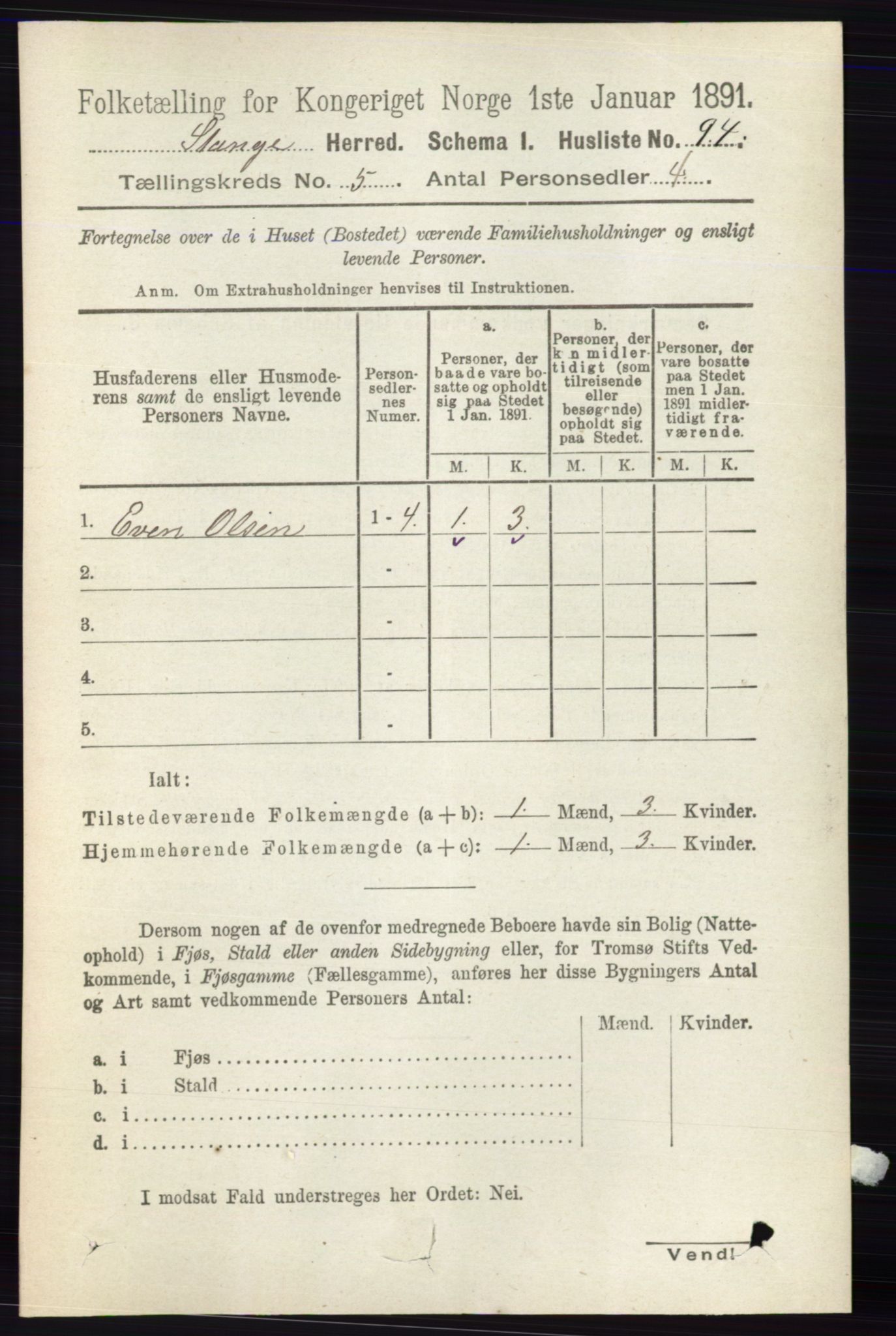 RA, 1891 census for 0417 Stange, 1891, p. 3087