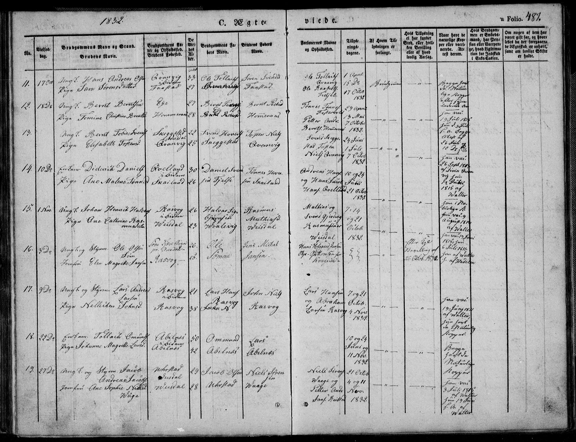 Flekkefjord sokneprestkontor, SAK/1111-0012/F/Fb/Fbb/L0002: Parish register (copy) no. B 2b, 1831-1866, p. 487