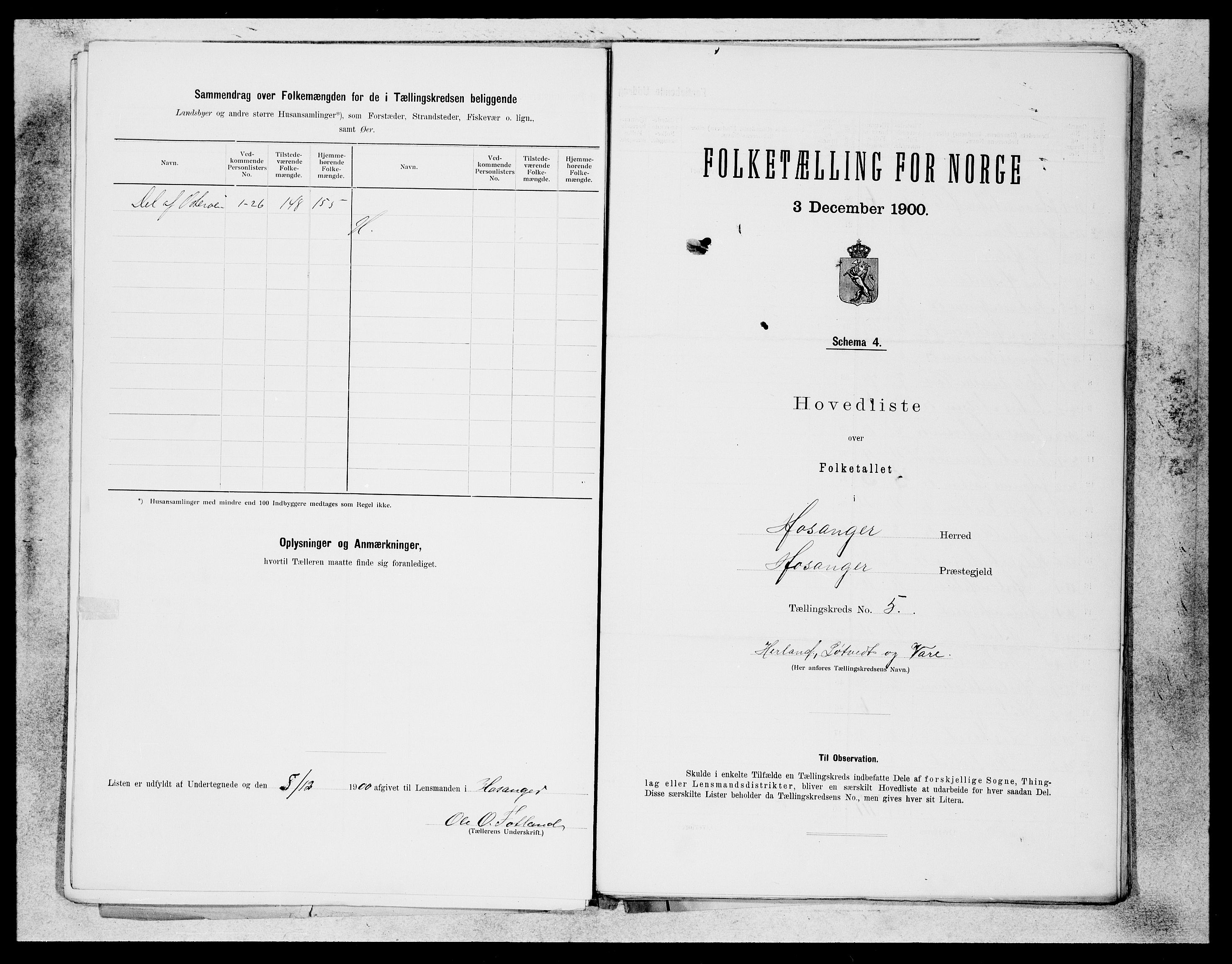 SAB, 1900 census for Hosanger, 1900, p. 9