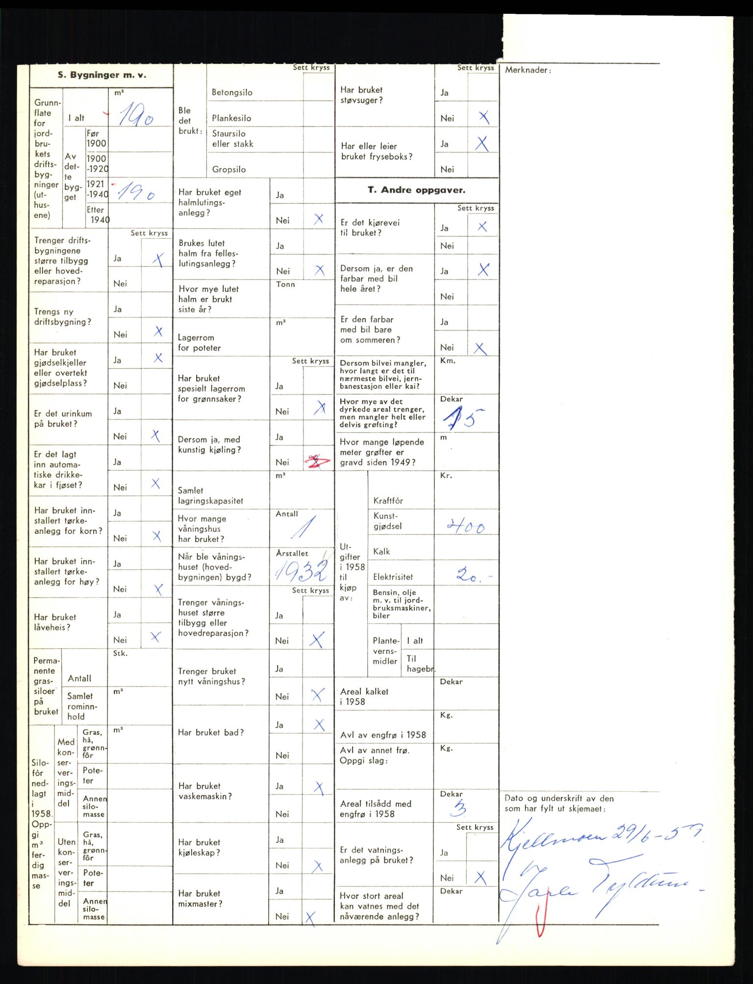 Statistisk sentralbyrå, Næringsøkonomiske emner, Jordbruk, skogbruk, jakt, fiske og fangst, AV/RA-S-2234/G/Gd/L0655: Troms: 1924 Målselv (kl. 4-10), 1959, p. 1232