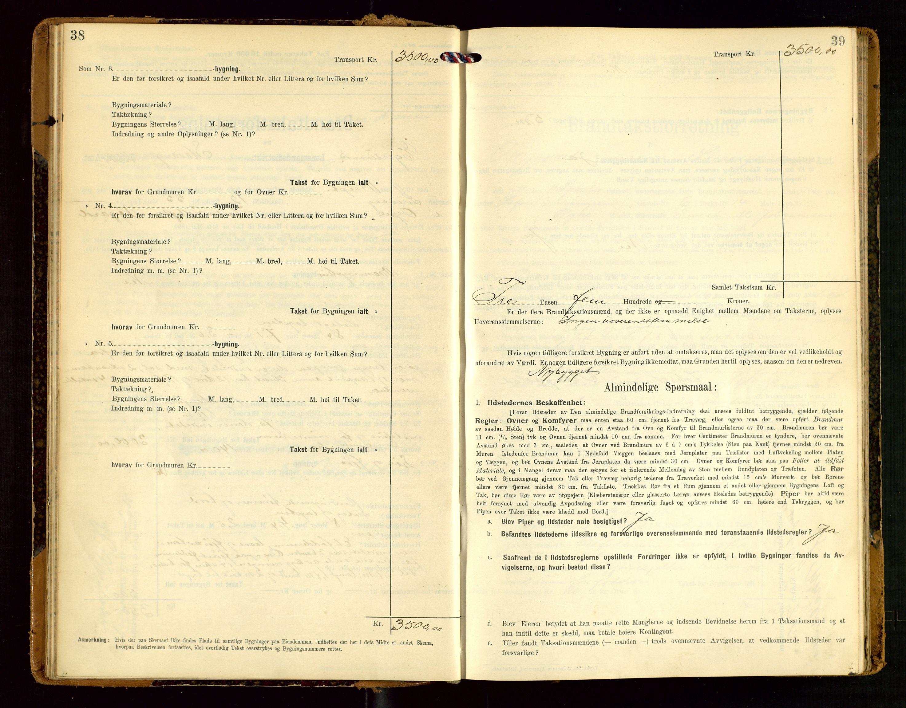 Eigersund lensmannskontor, SAST/A-100171/Gob/L0002: "Brandtakstprotokol", 1910-1916, p. 38-39