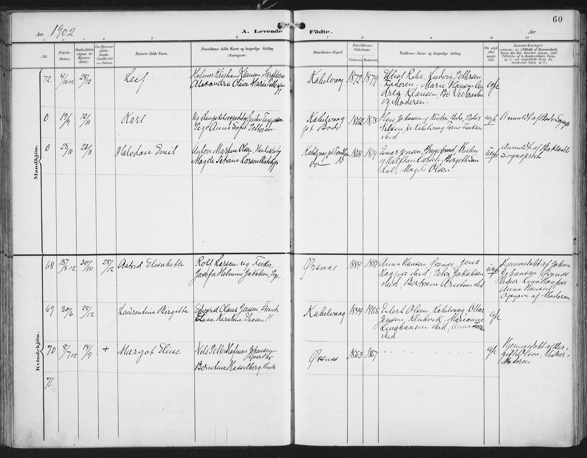 Ministerialprotokoller, klokkerbøker og fødselsregistre - Nordland, AV/SAT-A-1459/874/L1062: Parish register (official) no. 874A06, 1899-1907, p. 60