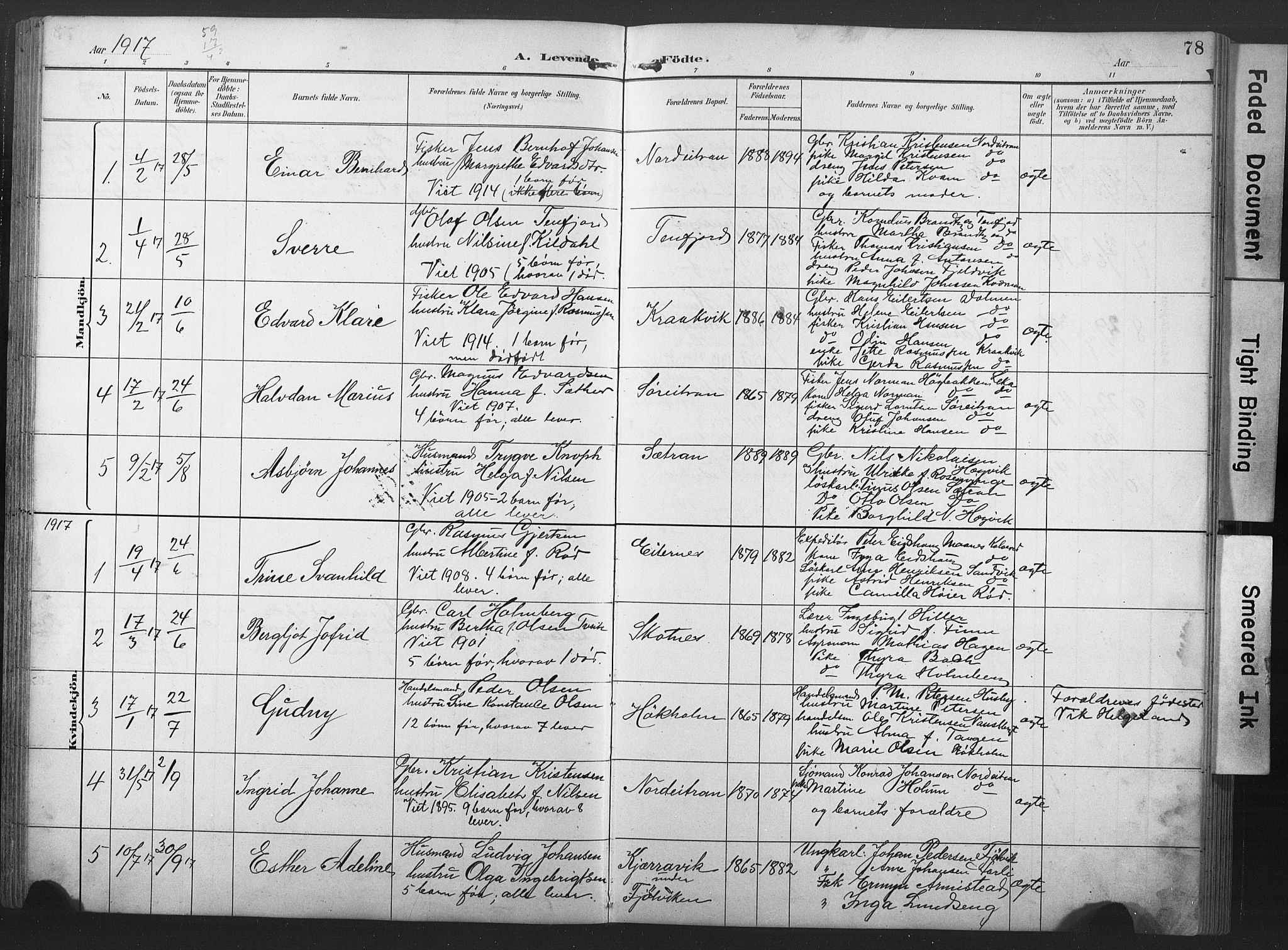 Ministerialprotokoller, klokkerbøker og fødselsregistre - Nord-Trøndelag, SAT/A-1458/789/L0706: Parish register (copy) no. 789C01, 1888-1931, p. 78