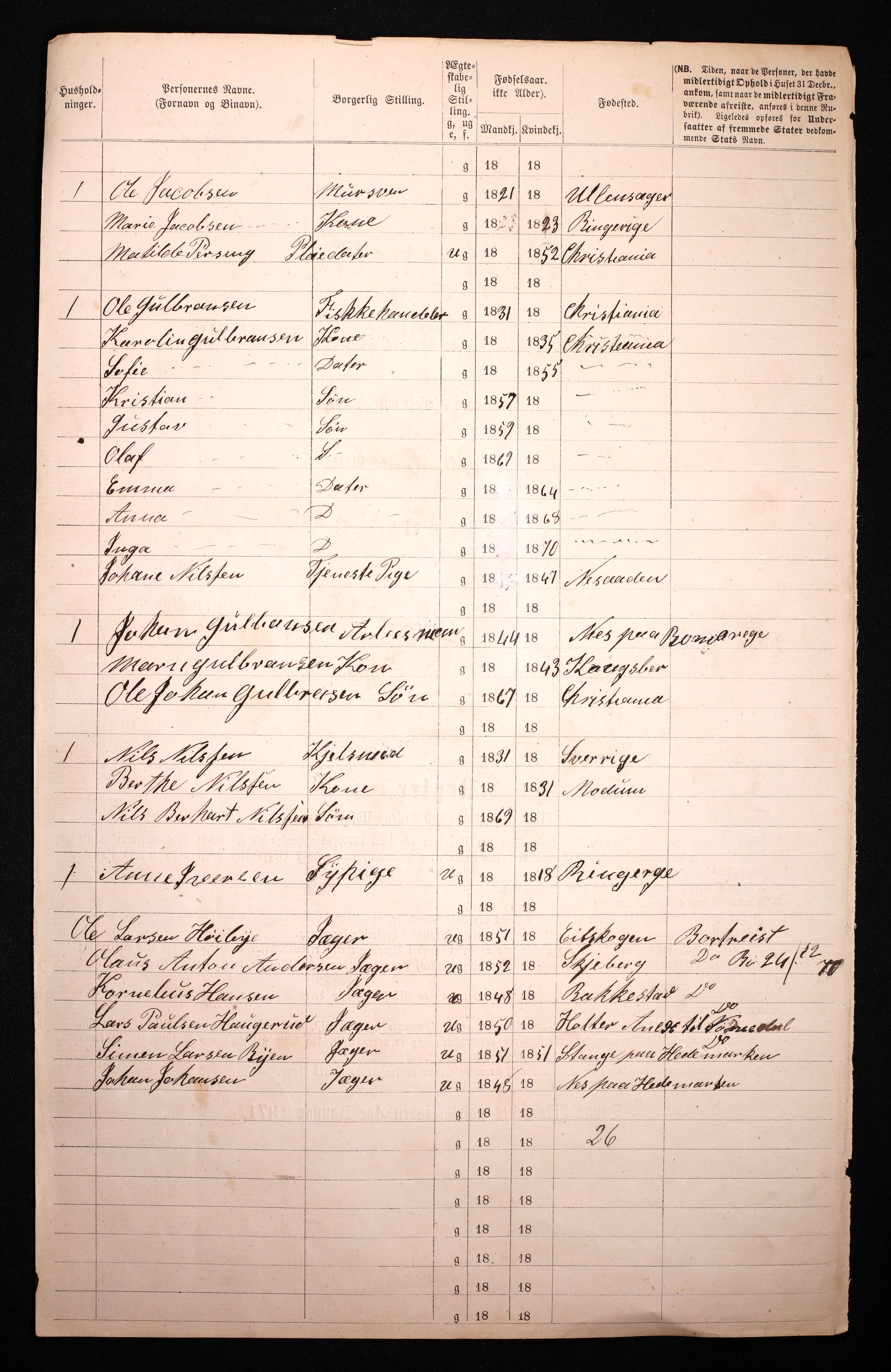 RA, 1870 census for 0301 Kristiania, 1870, p. 3433