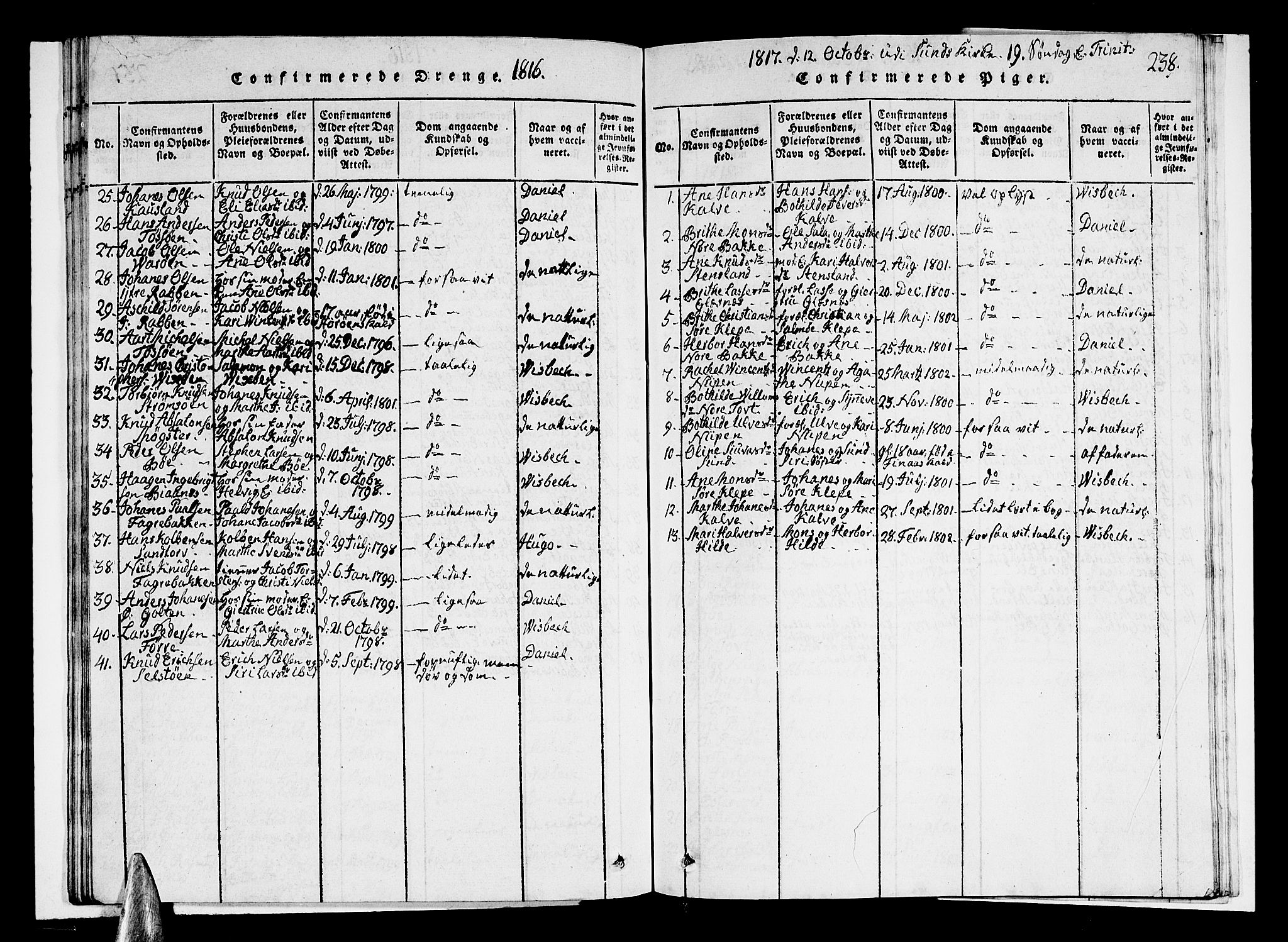 Sund sokneprestembete, SAB/A-99930: Parish register (copy) no. A 1, 1816-1827, p. 238