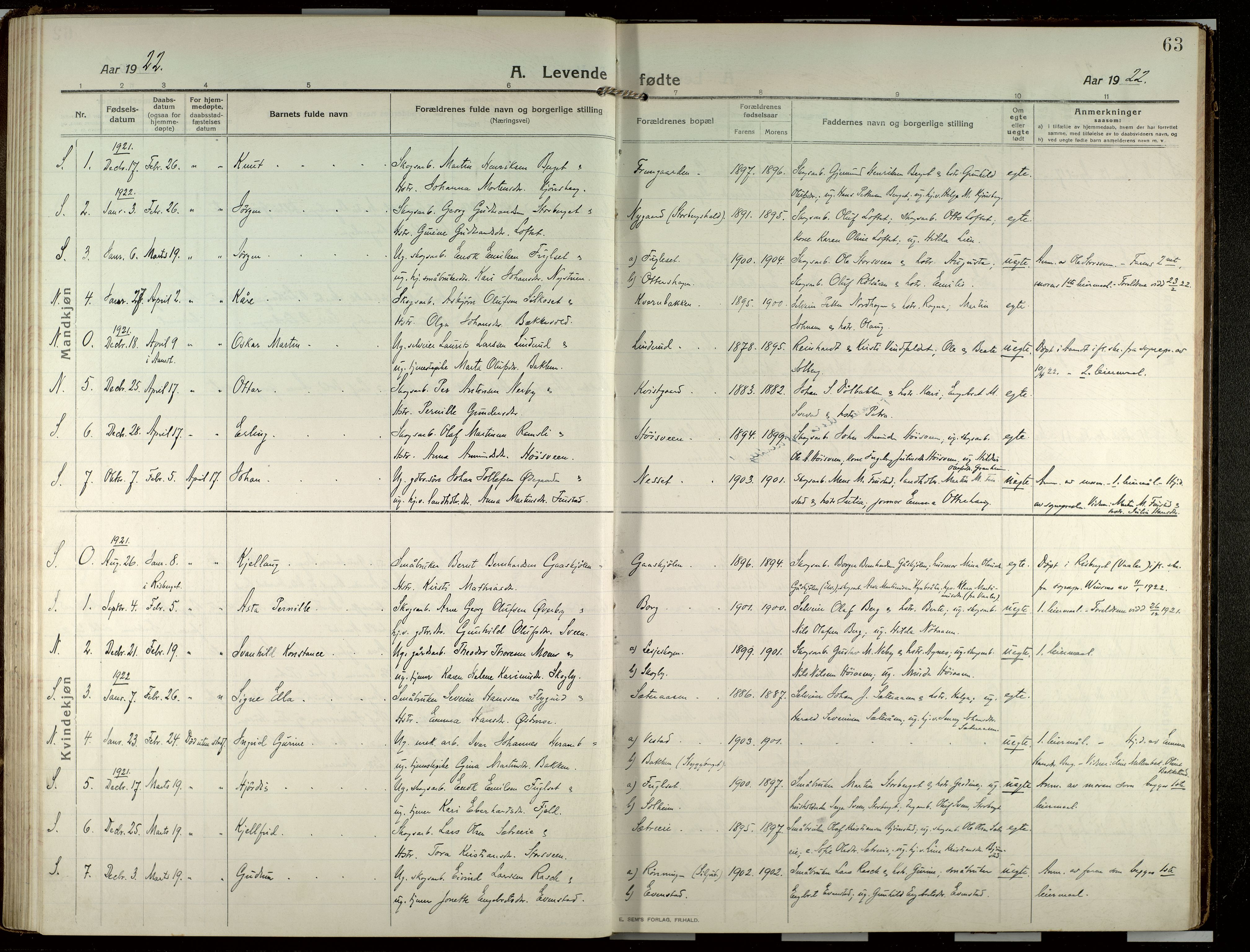 Elverum prestekontor, AV/SAH-PREST-044/H/Ha/Haa/L0022: Parish register (official) no. 22, 1913-1924, p. 63