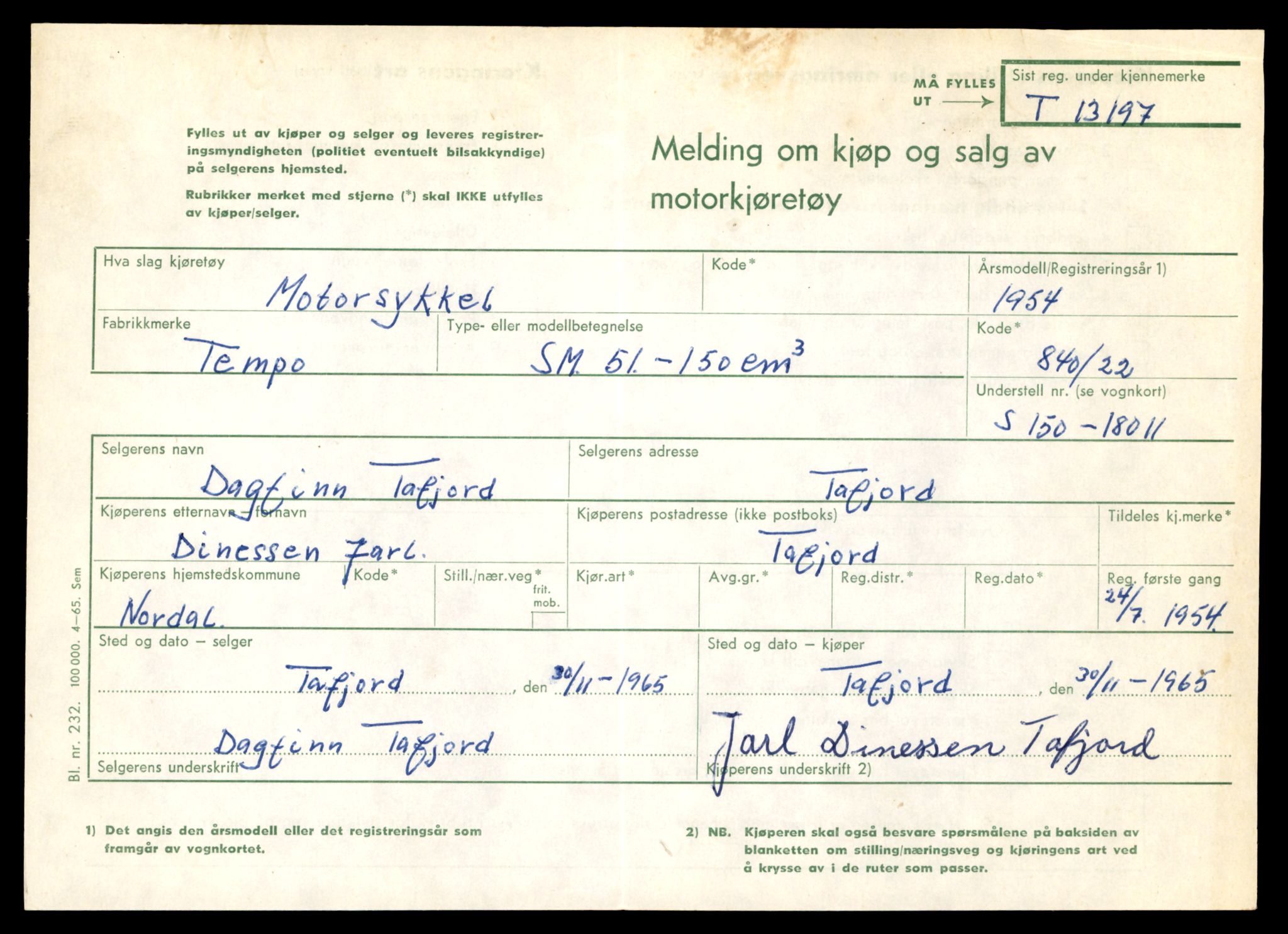 Møre og Romsdal vegkontor - Ålesund trafikkstasjon, AV/SAT-A-4099/F/Fe/L0038: Registreringskort for kjøretøy T 13180 - T 13360, 1927-1998, p. 263