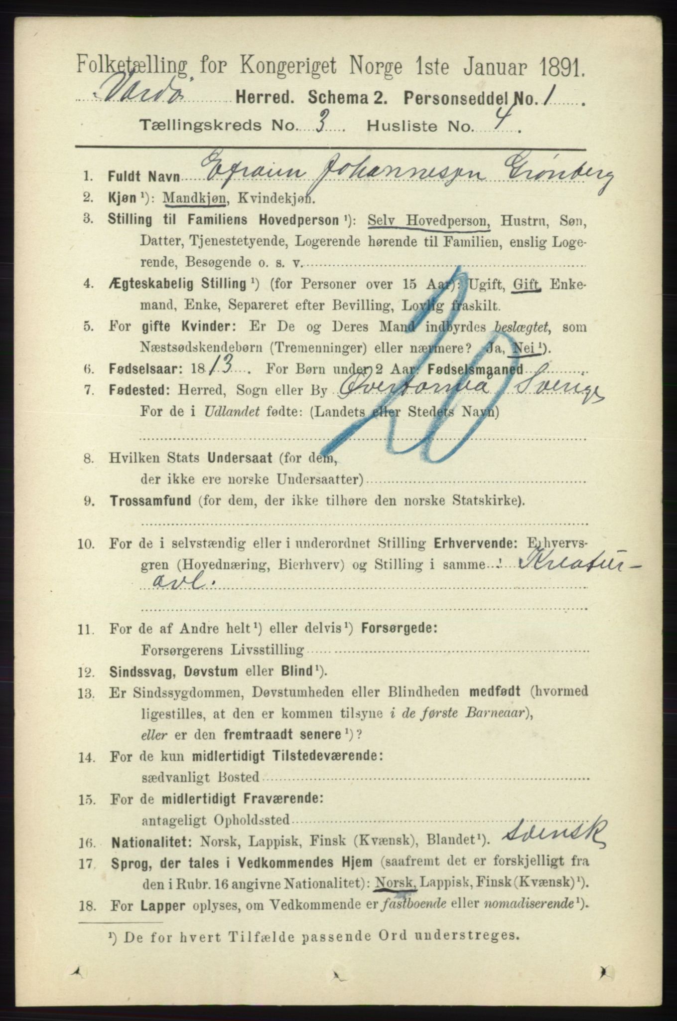 RA, 1891 census for 2028 Vardø, 1891, p. 835