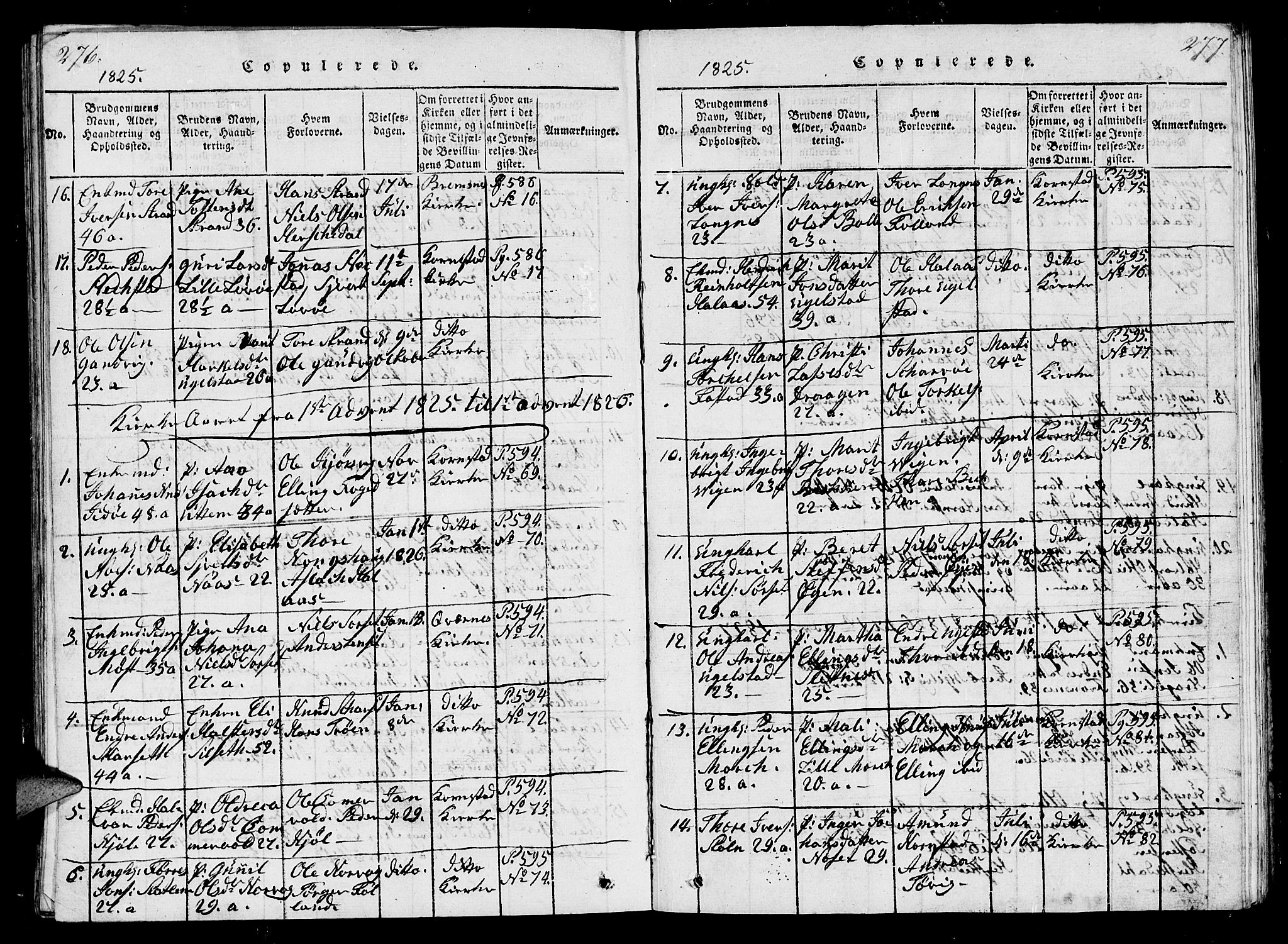 Ministerialprotokoller, klokkerbøker og fødselsregistre - Møre og Romsdal, SAT/A-1454/570/L0831: Parish register (official) no. 570A05, 1819-1829, p. 276-277