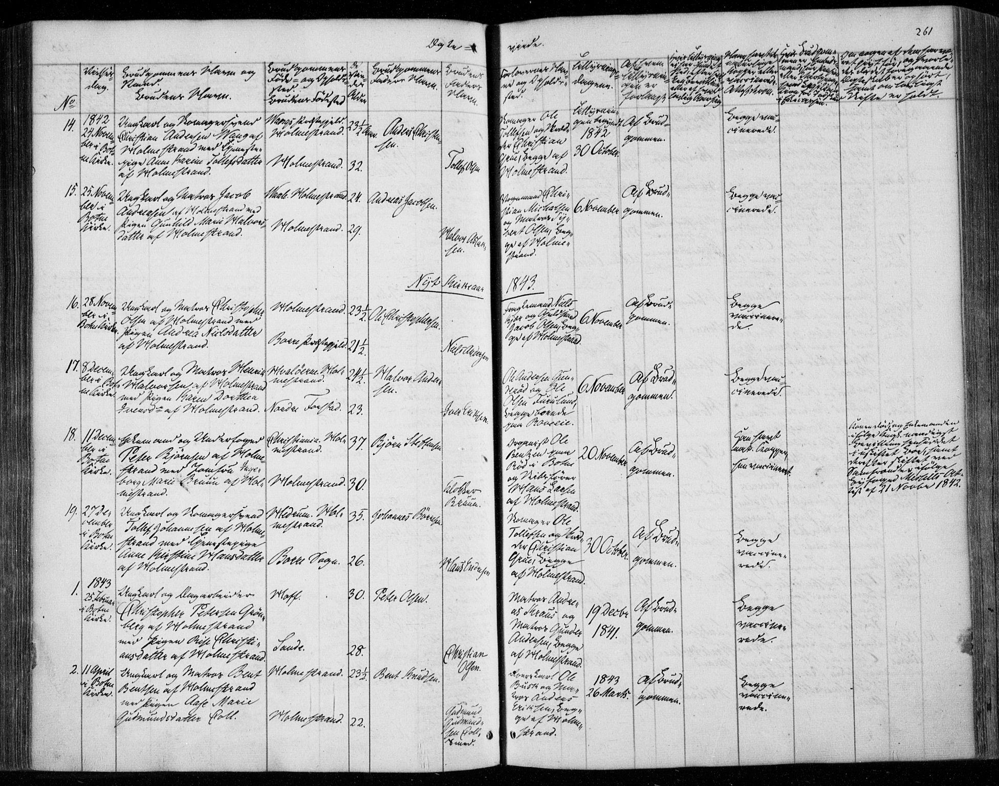 Holmestrand kirkebøker, SAKO/A-346/F/Fa/L0002: Parish register (official) no. 2, 1840-1866, p. 261