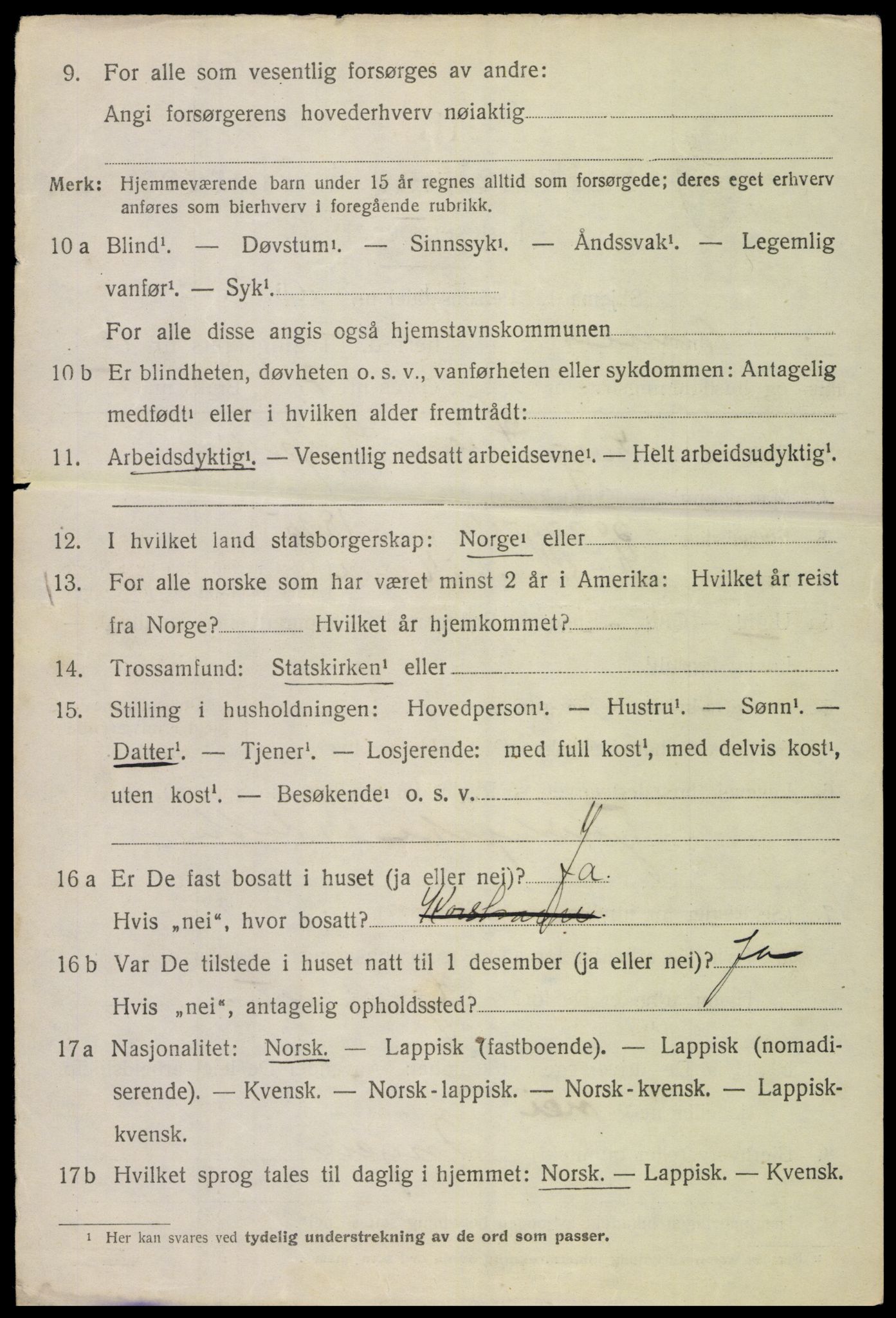 SAT, 1920 census for Evenes, 1920, p. 13645