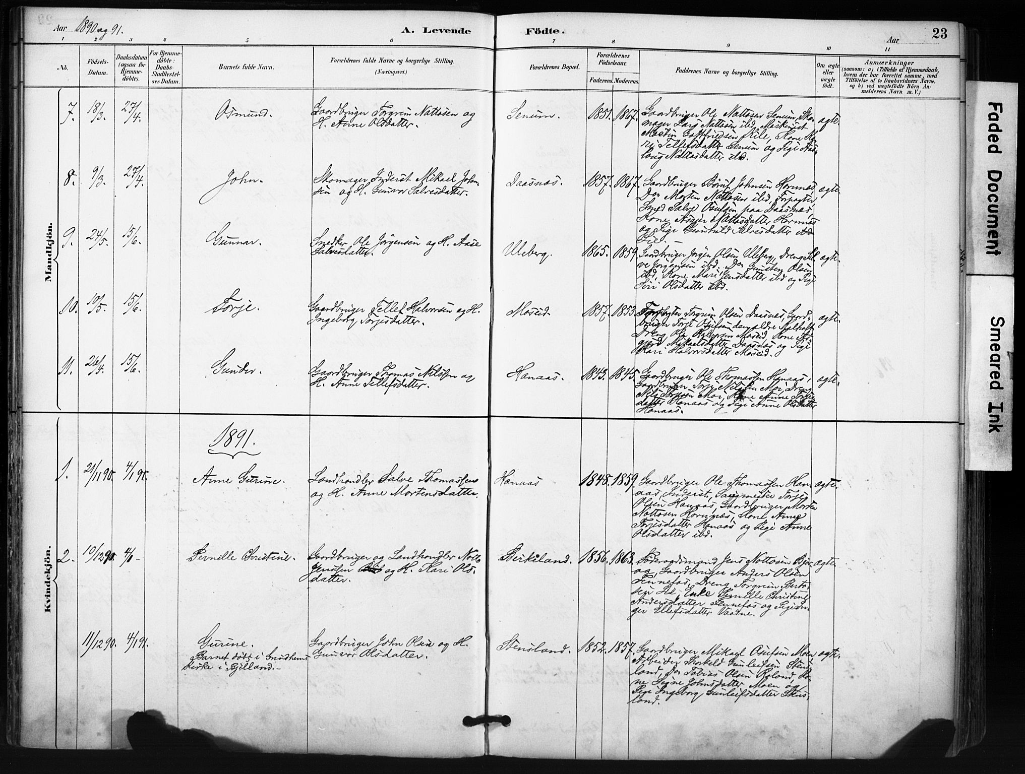 Evje sokneprestkontor, SAK/1111-0008/F/Fa/Fab/L0003: Parish register (official) no. A 3, 1884-1909, p. 23
