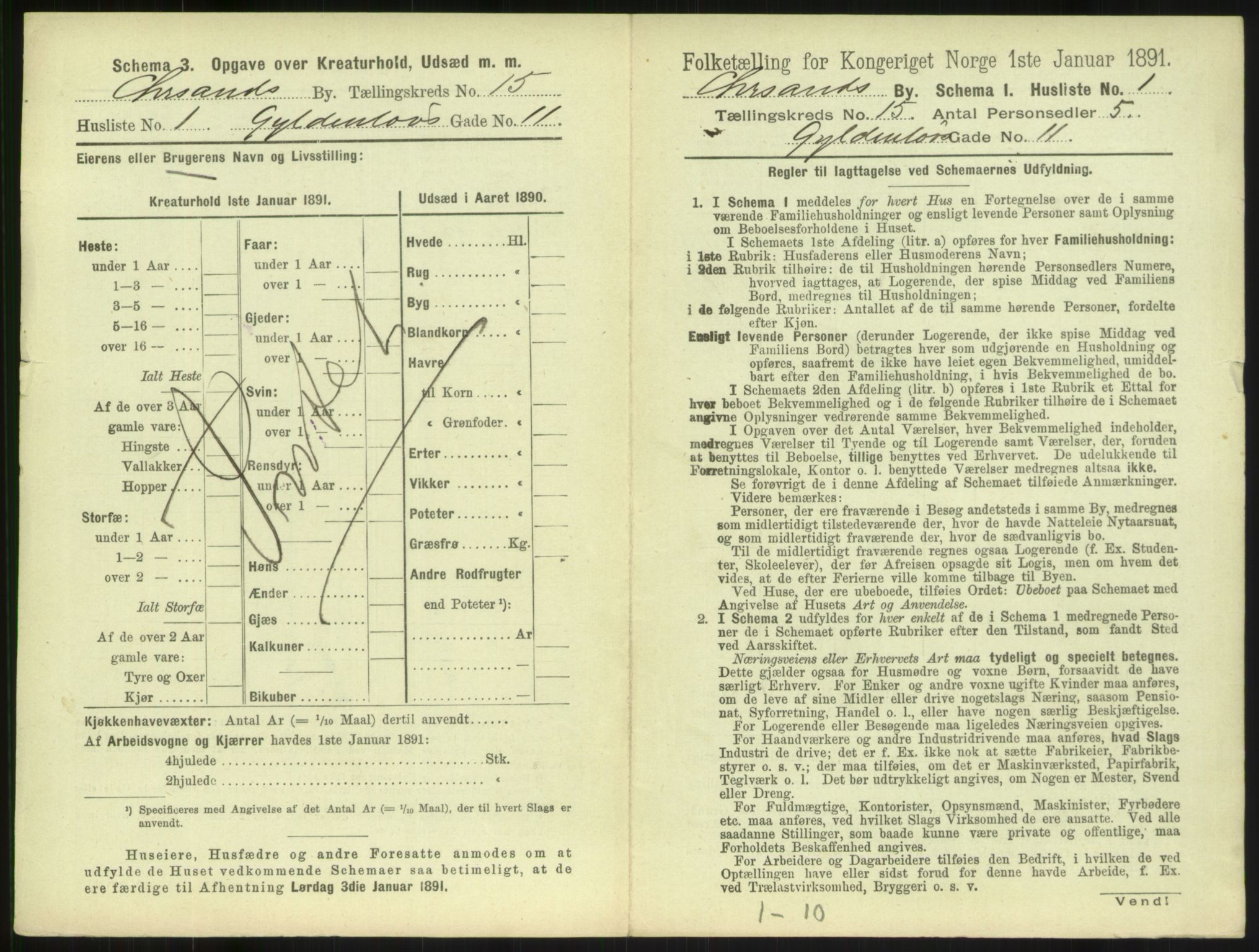 RA, 1891 census for 1001 Kristiansand, 1891, p. 912