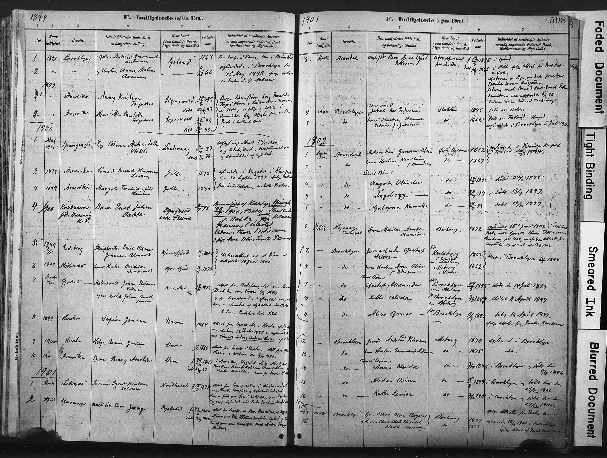 Lista sokneprestkontor, AV/SAK-1111-0027/F/Fa/L0012: Parish register (official) no. A 12, 1879-1903, p. 508