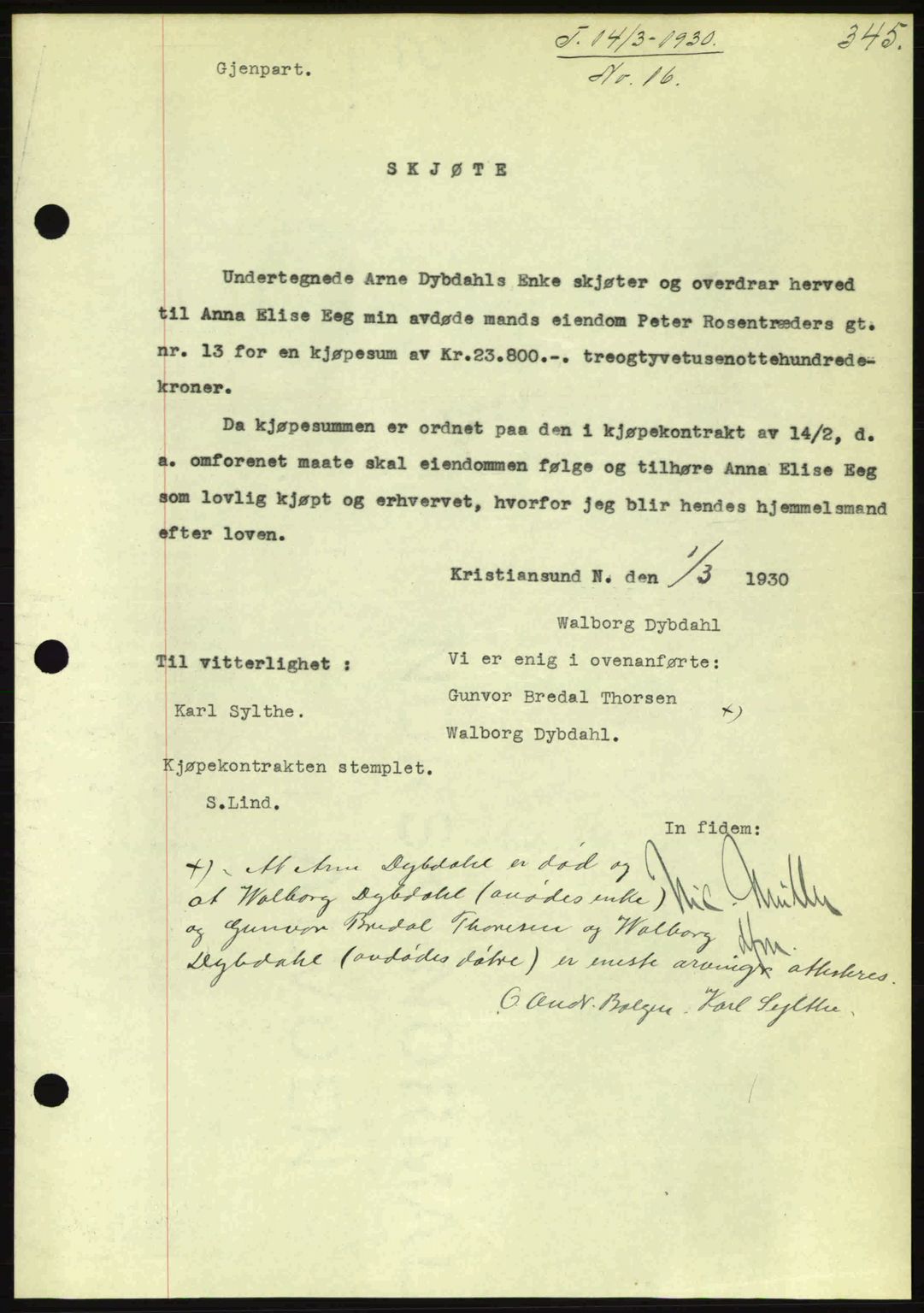Kristiansund byfogd, AV/SAT-A-4587/A/27: Mortgage book no. 23, 1929-1930, Deed date: 14.03.1930