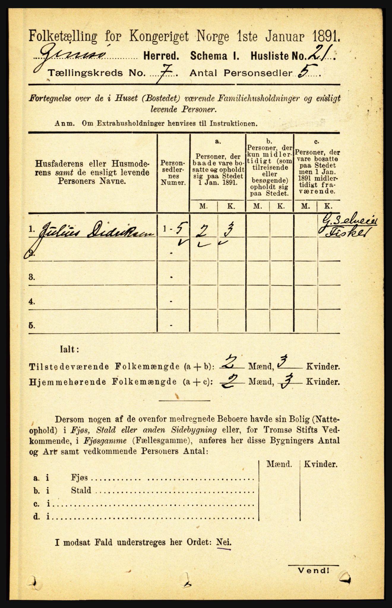 RA, 1891 census for 1864 Gimsøy, 1891, p. 1191