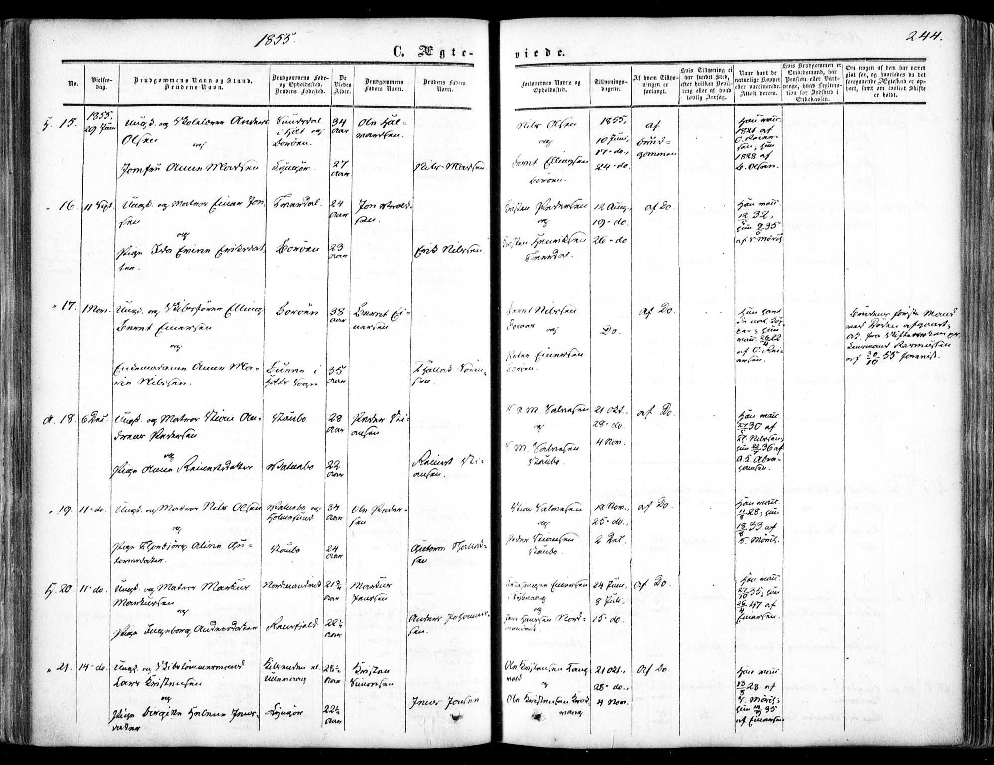 Dypvåg sokneprestkontor, SAK/1111-0007/F/Fa/Faa/L0006: Parish register (official) no. A 6, 1855-1872, p. 244