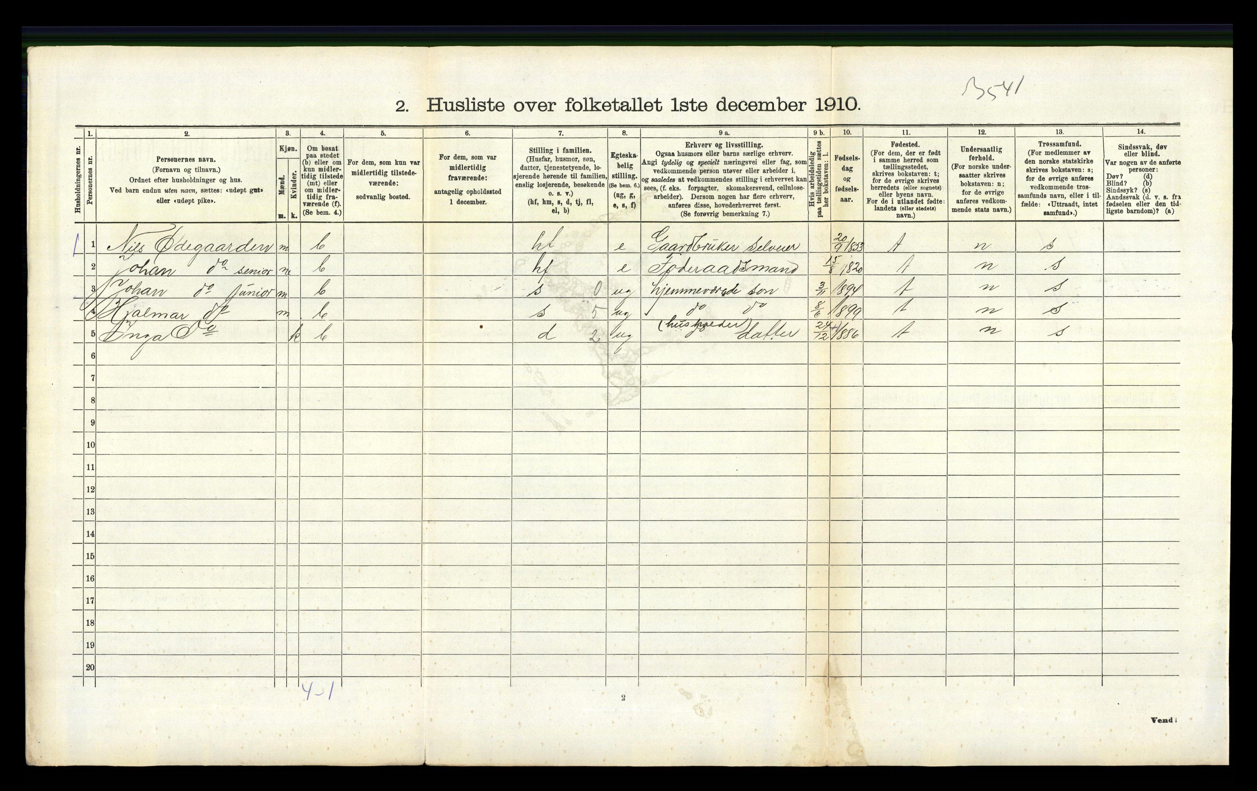 RA, 1910 census for Hedrum, 1910, p. 1289
