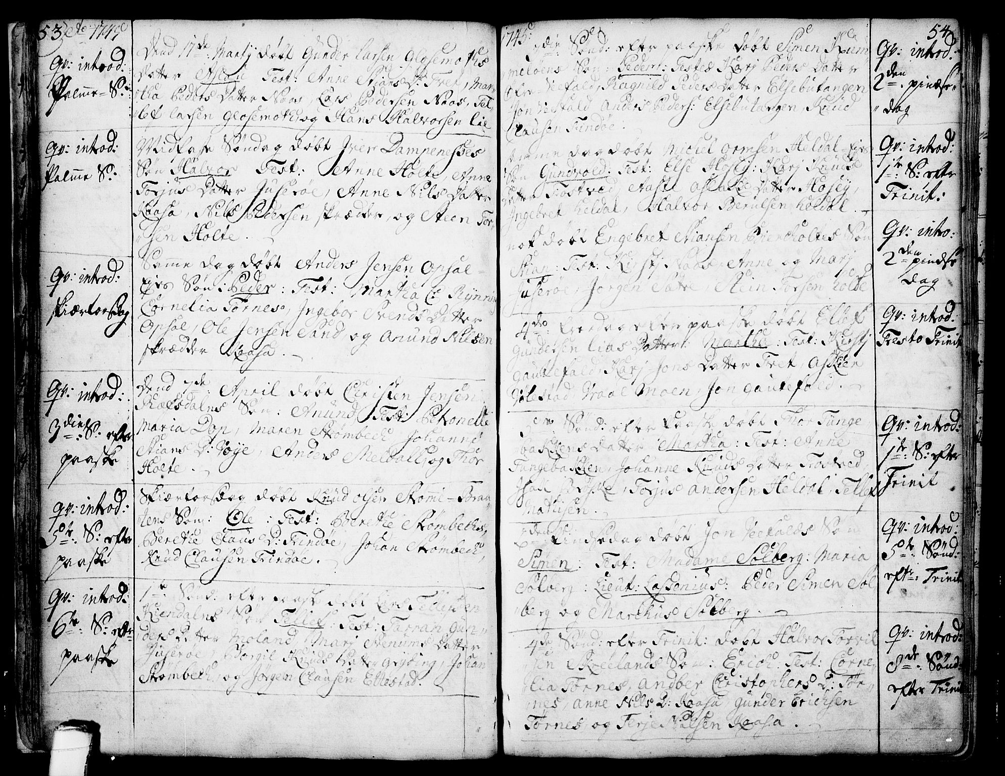 Drangedal kirkebøker, AV/SAKO-A-258/F/Fa/L0002: Parish register (official) no. 2, 1733-1753, p. 53-54