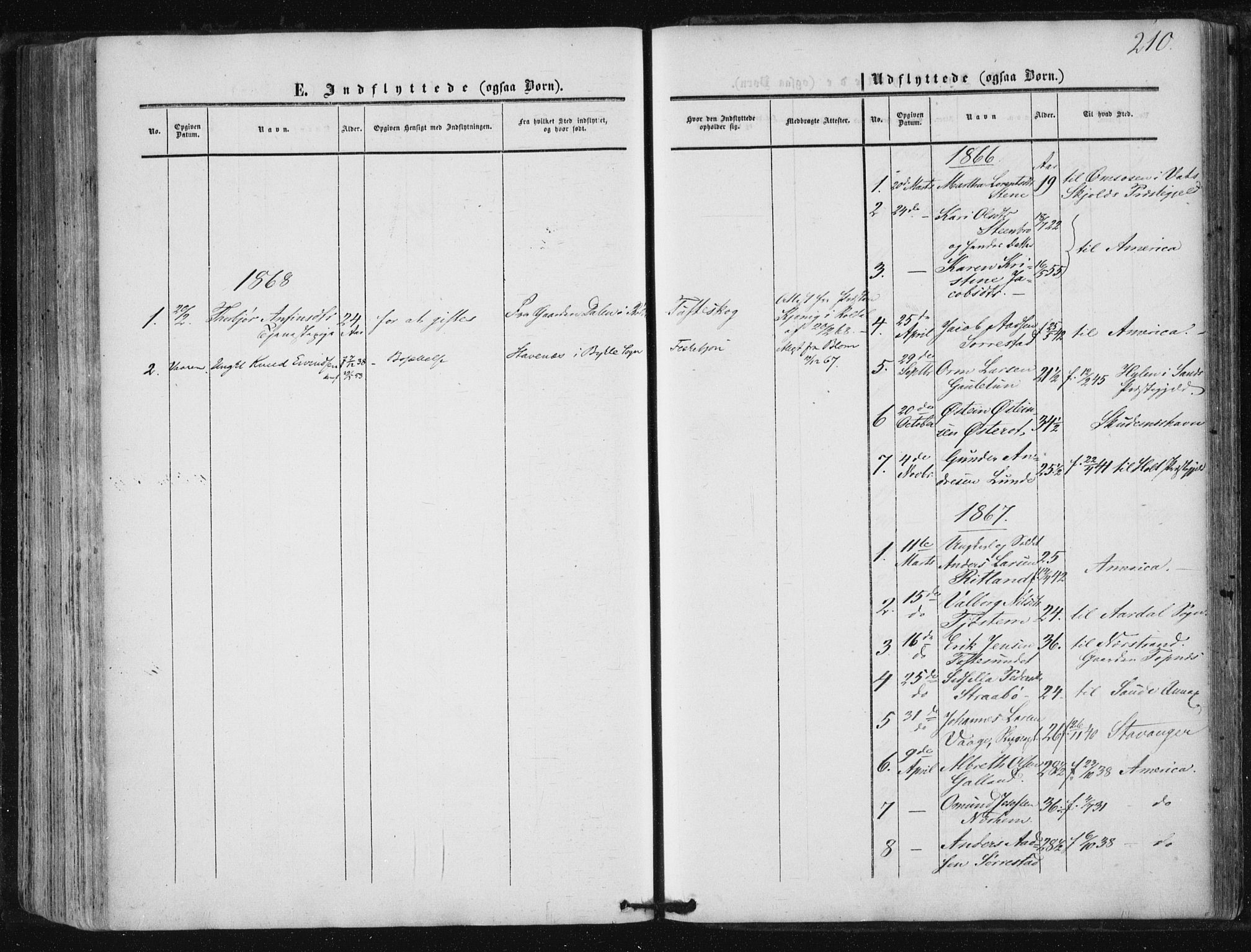 Suldal sokneprestkontor, AV/SAST-A-101845/01/IV/L0009: Parish register (official) no. A 9, 1854-1868, p. 210