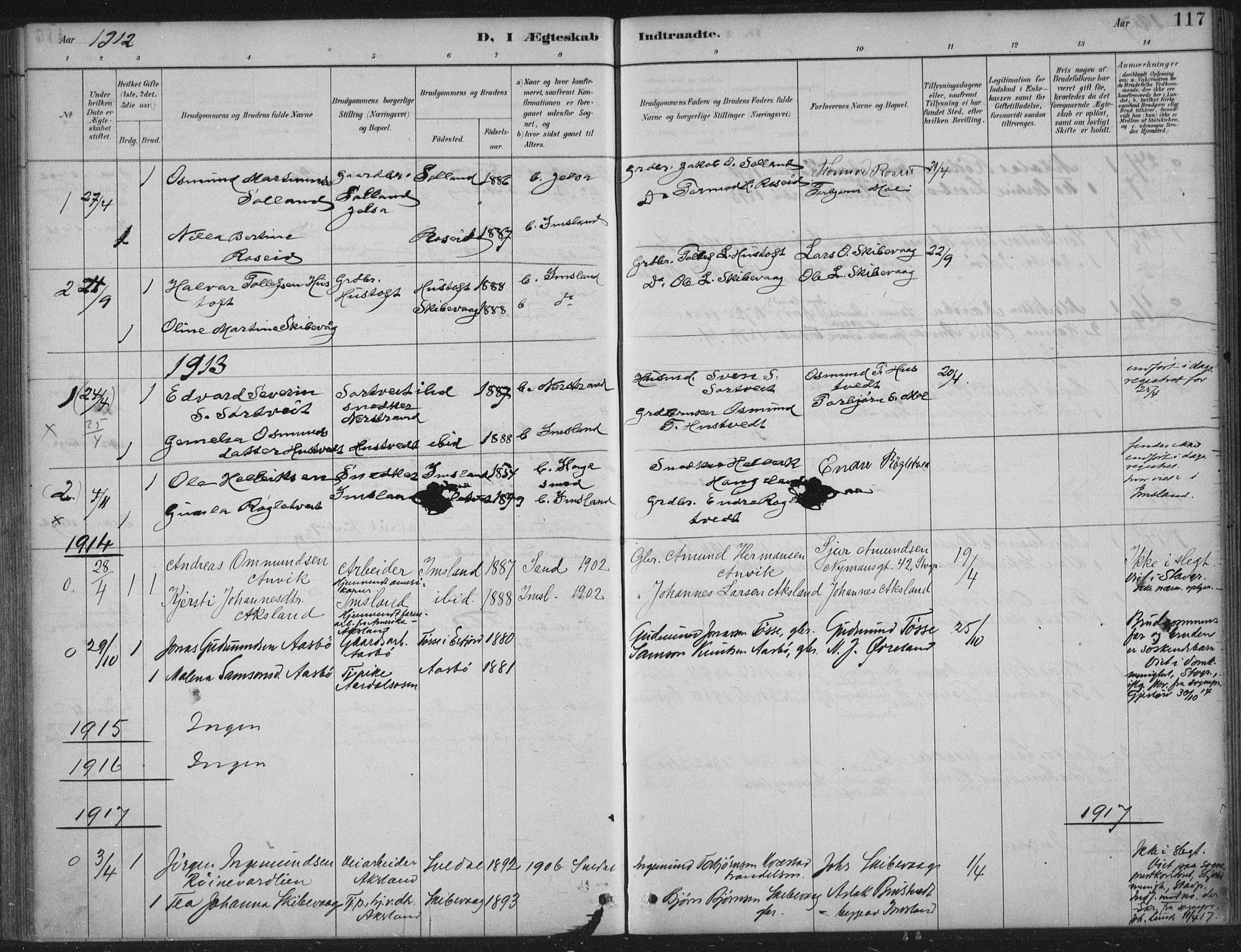 Vikedal sokneprestkontor, AV/SAST-A-101840/01/IV: Parish register (official) no. A 12, 1886-1929, p. 117