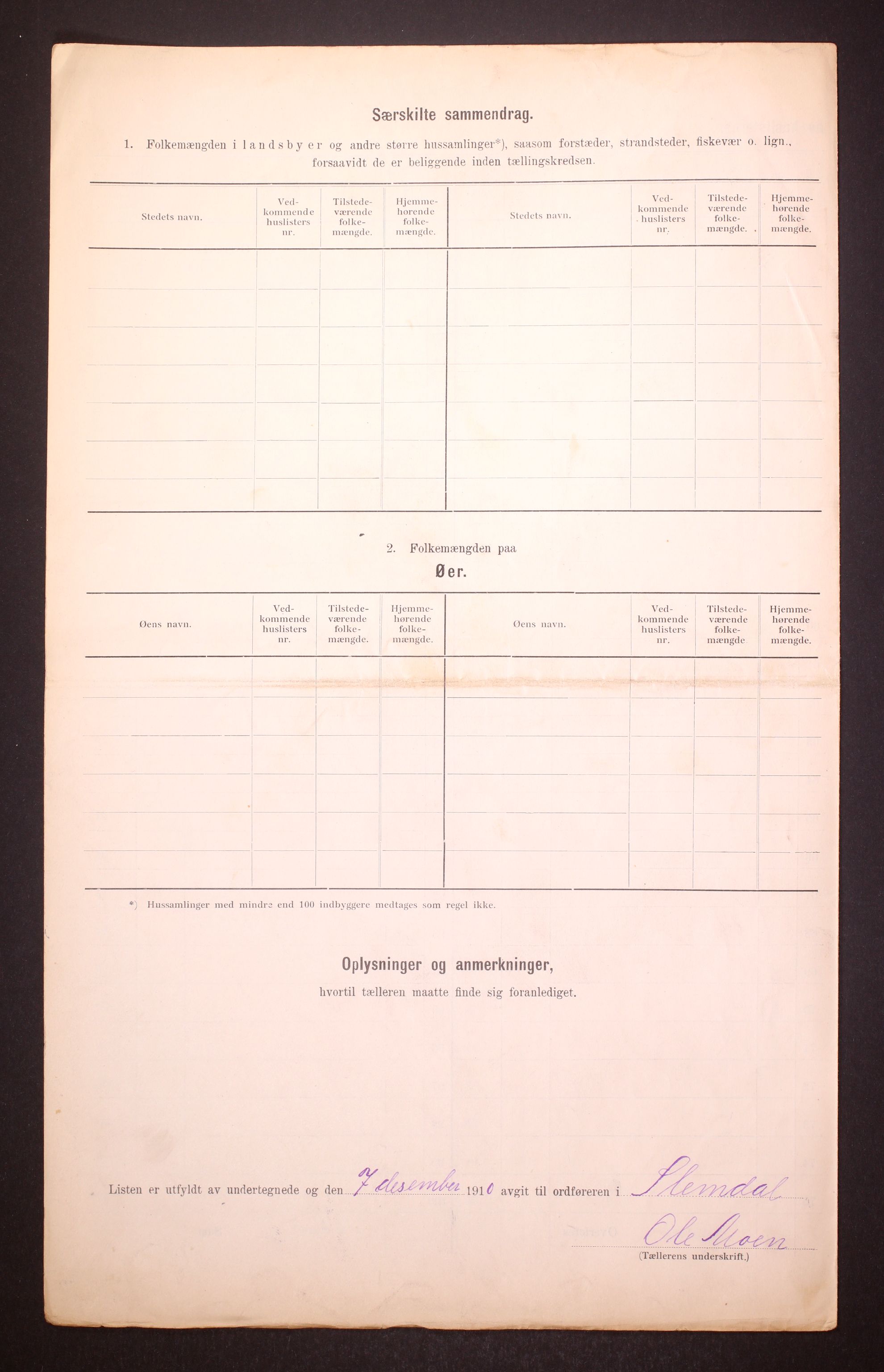 RA, 1910 census for Slemdal, 1910, p. 6