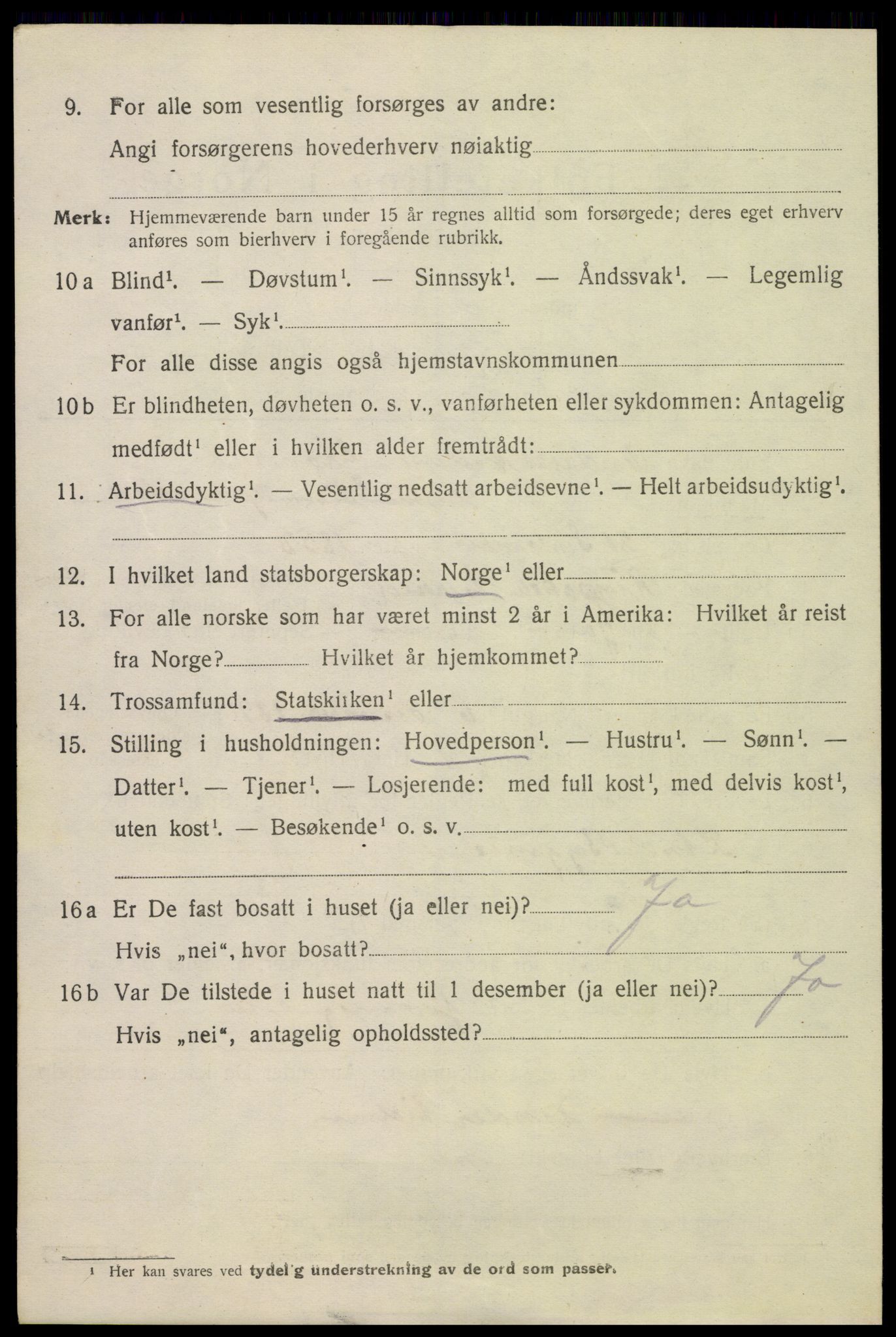 SAH, 1920 census for Hamar, 1920, p. 9182