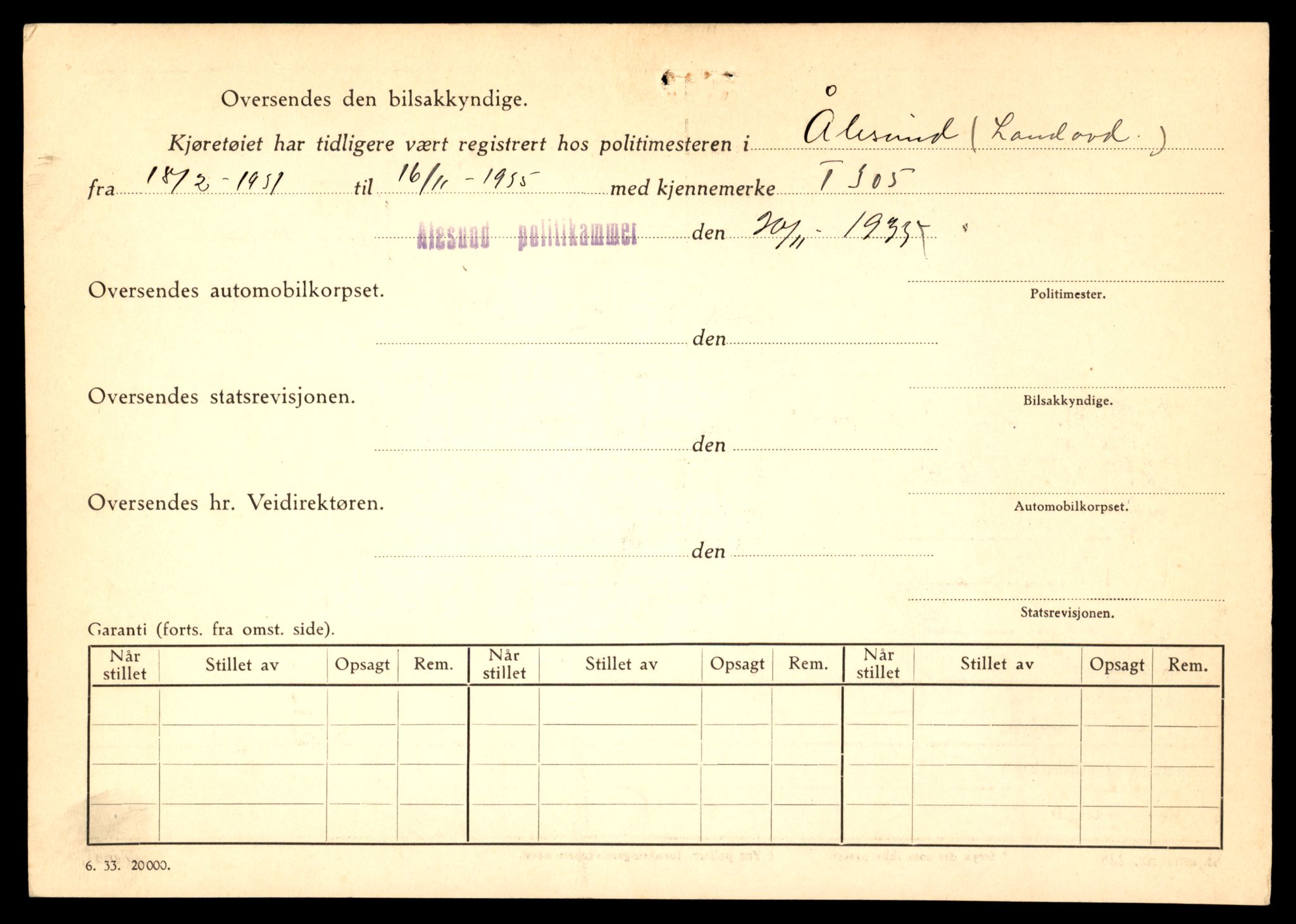 Møre og Romsdal vegkontor - Ålesund trafikkstasjon, SAT/A-4099/F/Fe/L0008: Registreringskort for kjøretøy T 747 - T 894, 1927-1998, p. 1763