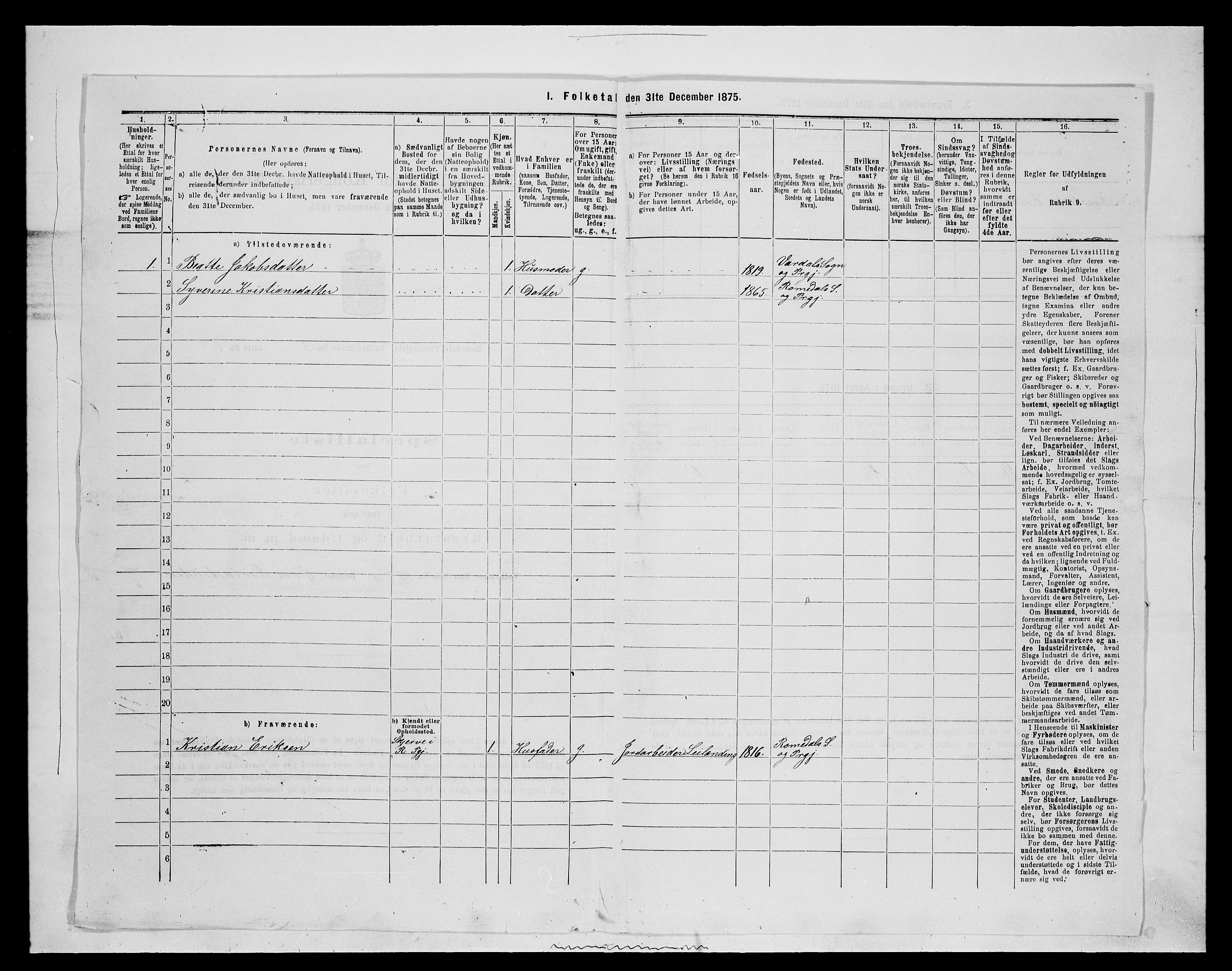 SAH, 1875 census for 0416P Romedal, 1875, p. 728