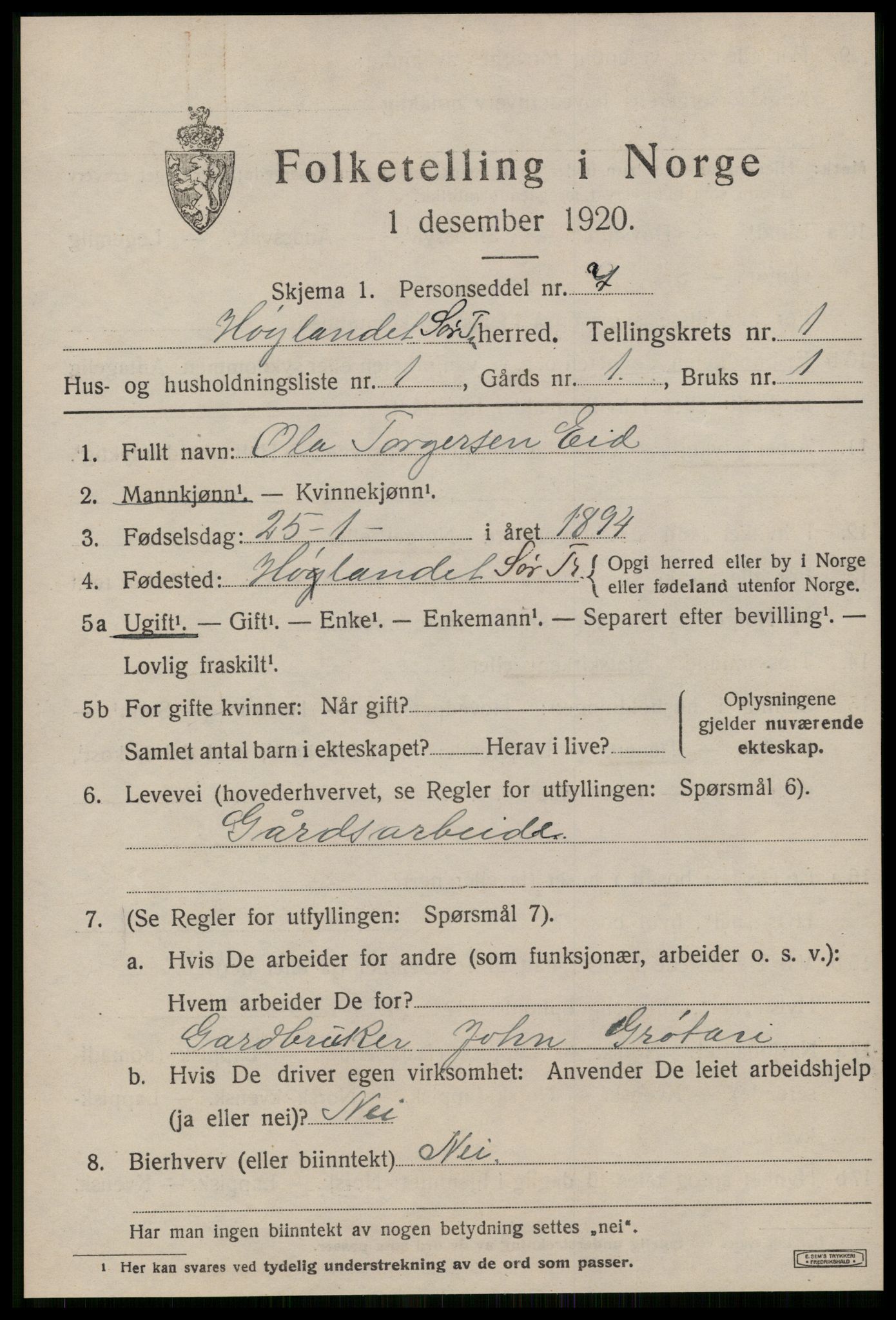 SAT, 1920 census for Hølonda, 1920, p. 415