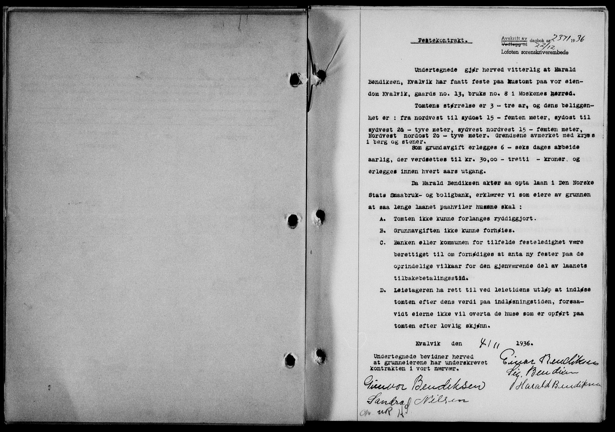 Lofoten sorenskriveri, SAT/A-0017/1/2/2C/L0001a: Mortgage book no. 1a, 1936-1937, Diary no: : 2371/1936