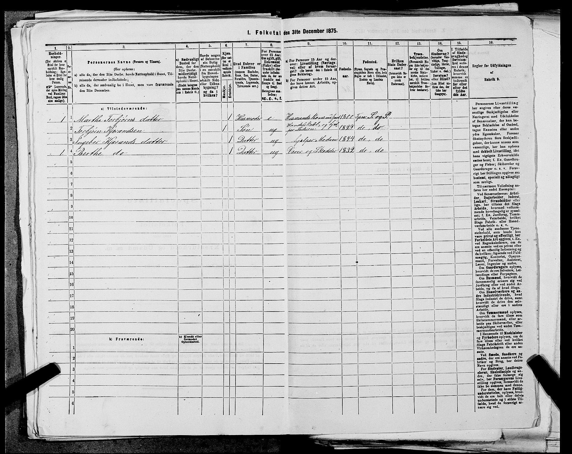 SAST, 1875 census for 1146P Tysvær, 1875, p. 264