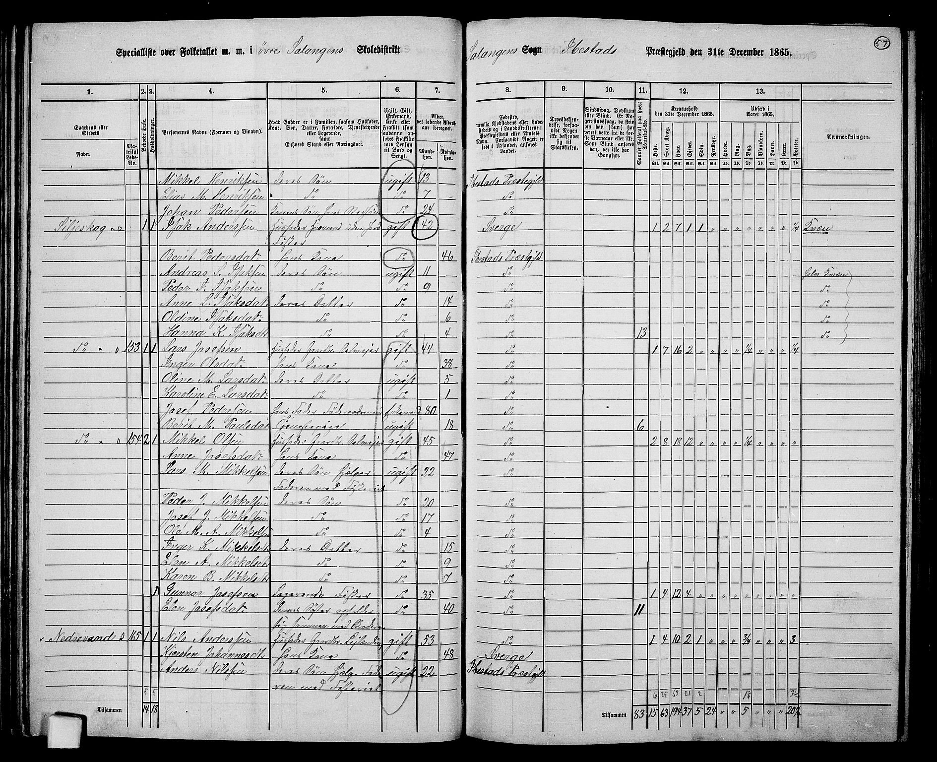 RA, 1865 census for Ibestad, 1865, p. 56