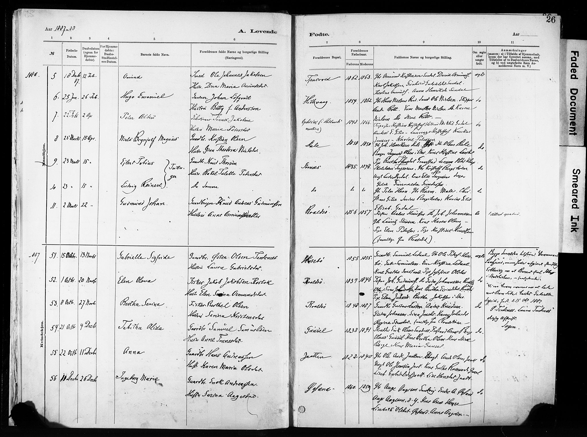 Hetland sokneprestkontor, AV/SAST-A-101826/30/30BA/L0011: Parish register (official) no. A 11, 1884-1911, p. 26