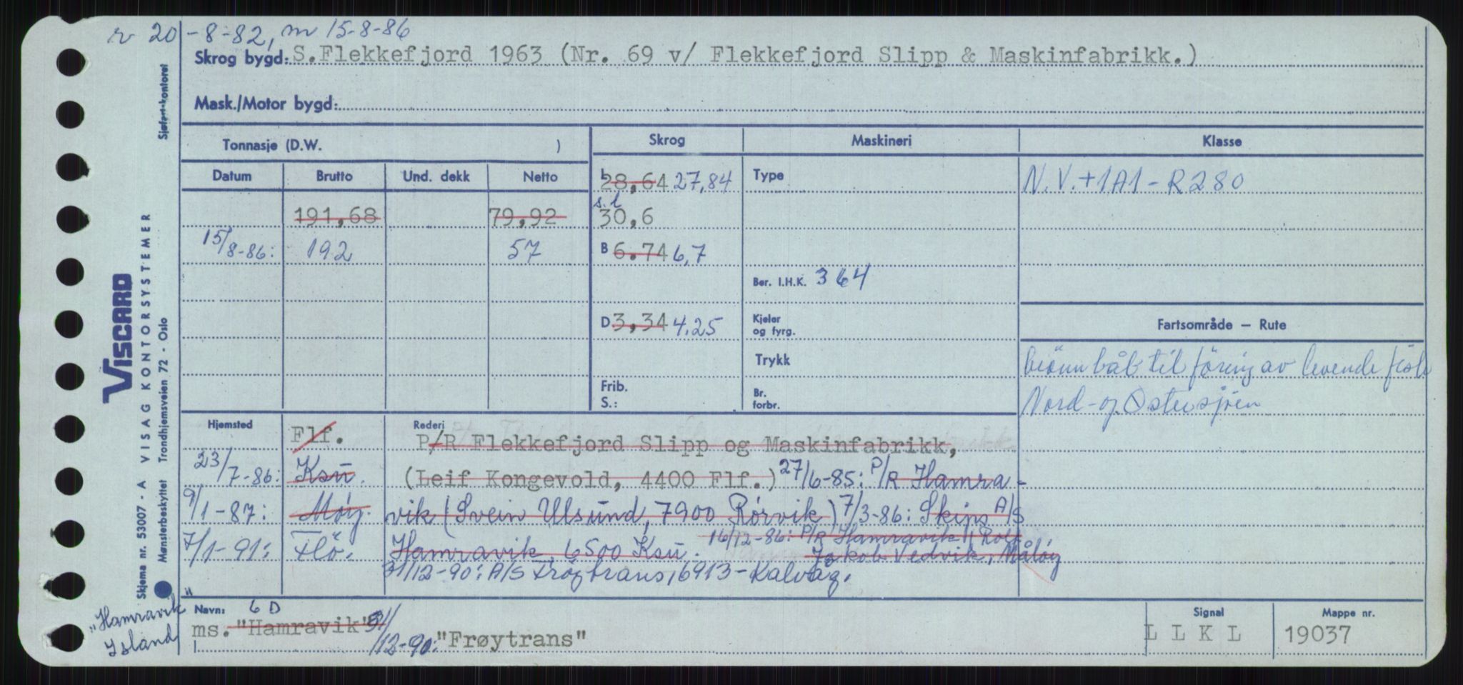 Sjøfartsdirektoratet med forløpere, Skipsmålingen, RA/S-1627/H/Ha/L0002/0001: Fartøy, Eik-Hill / Fartøy, Eik-F, p. 881