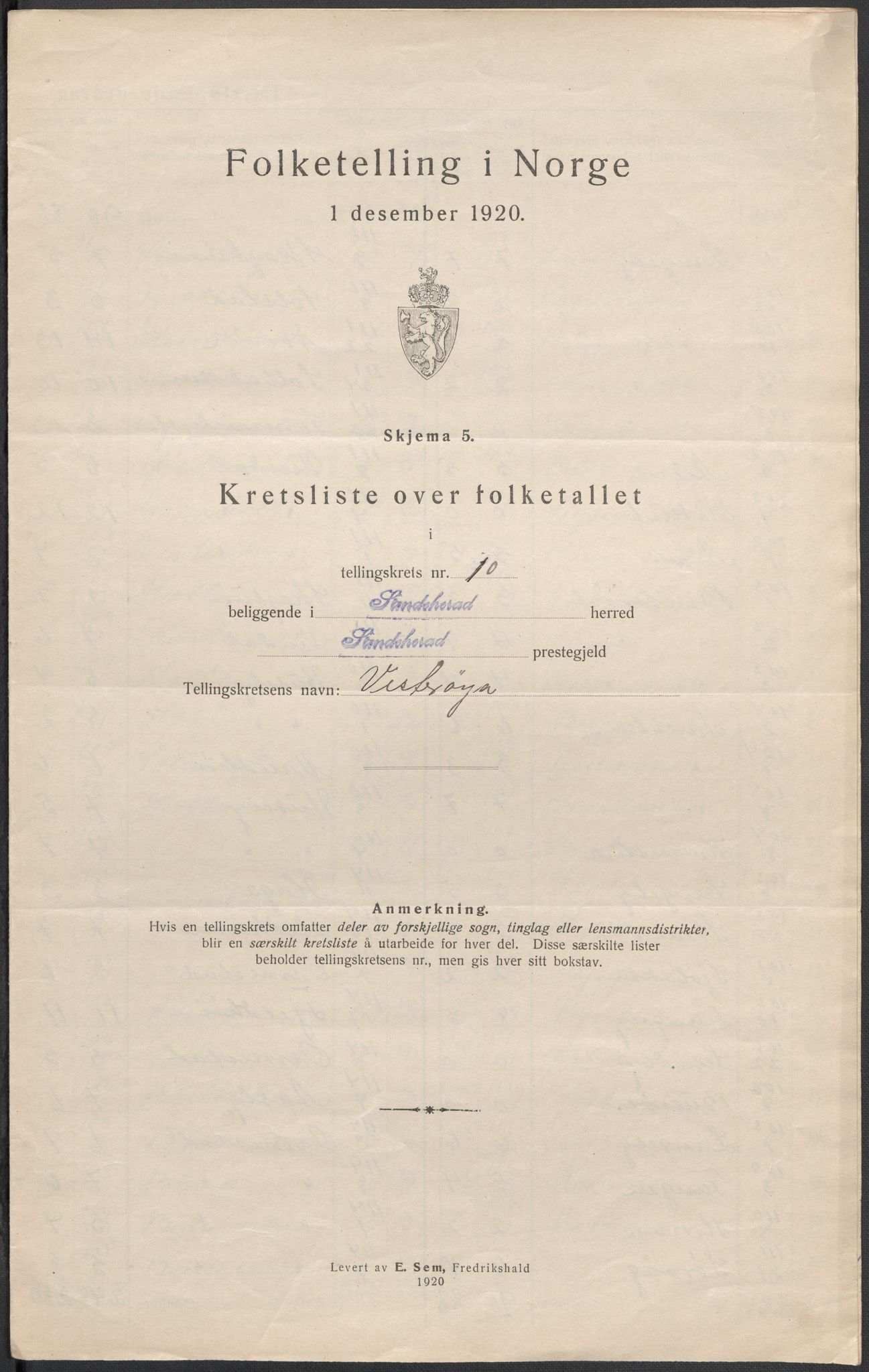 SAKO, 1920 census for Sandeherred, 1920, p. 48