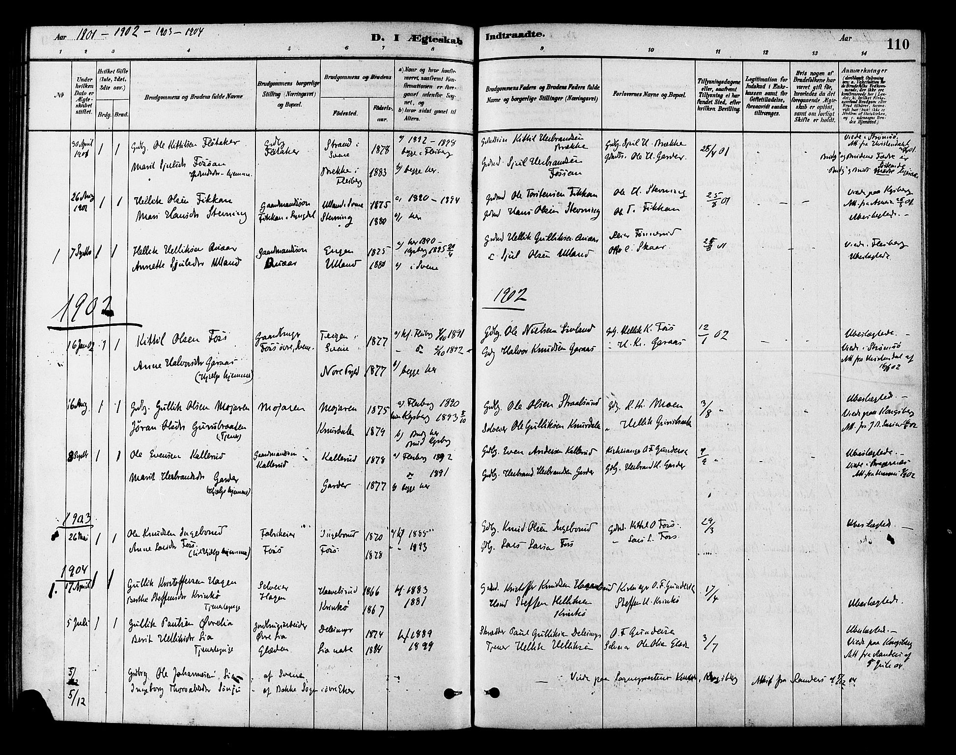 Flesberg kirkebøker, AV/SAKO-A-18/F/Fb/L0001: Parish register (official) no. II 1, 1879-1907, p. 110