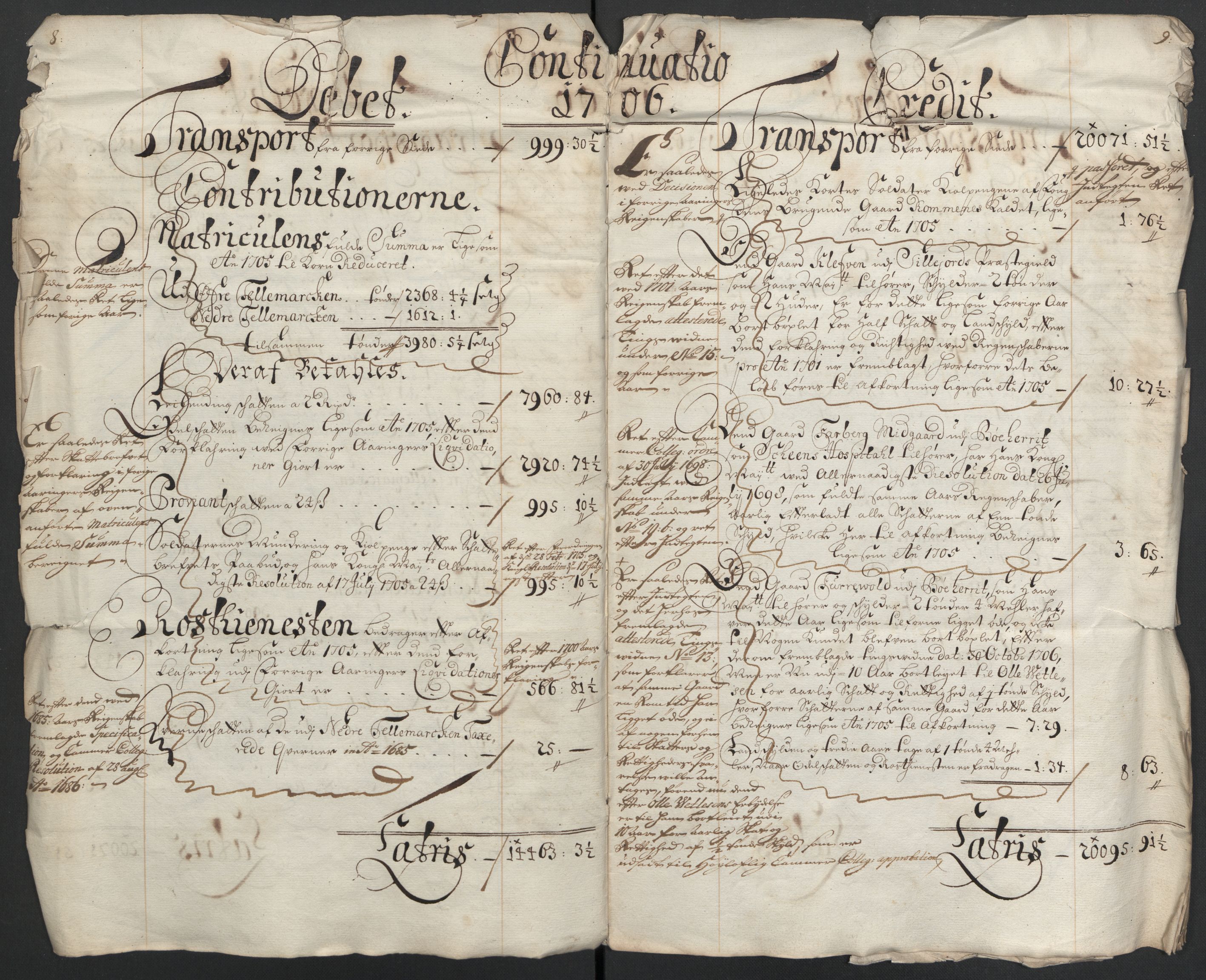 Rentekammeret inntil 1814, Reviderte regnskaper, Fogderegnskap, AV/RA-EA-4092/R36/L2116: Fogderegnskap Øvre og Nedre Telemark og Bamble, 1706-1707, p. 7