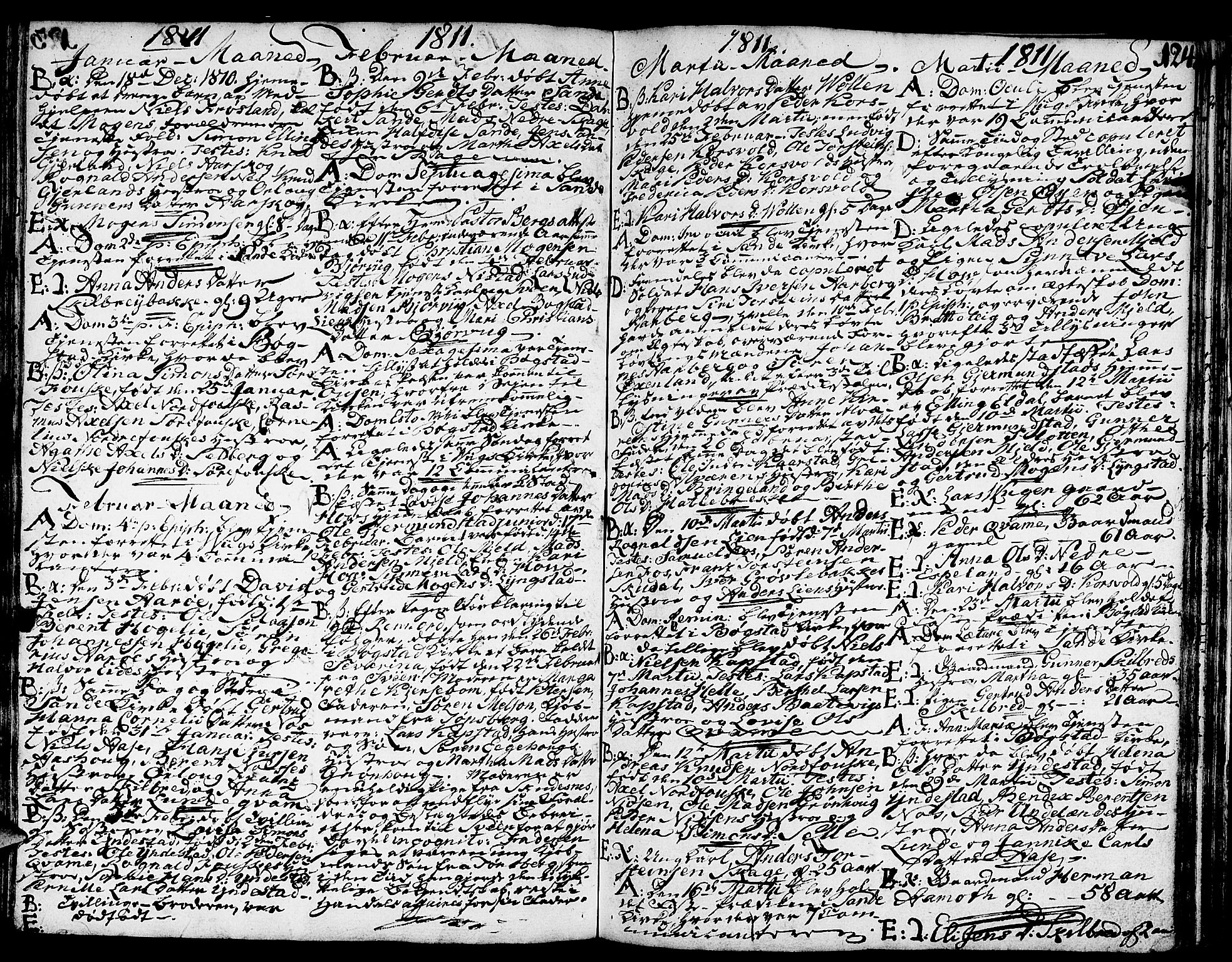 Gaular sokneprestembete, AV/SAB-A-80001/H/Haa: Parish register (official) no. A 2, 1785-1821, p. 124